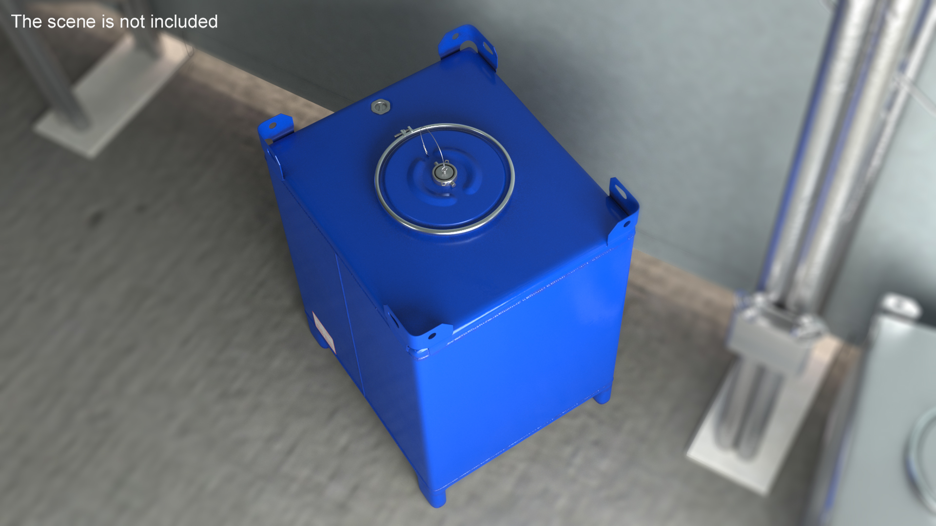 3D model 350 Gallon Stainless Steel IBC Container Blue