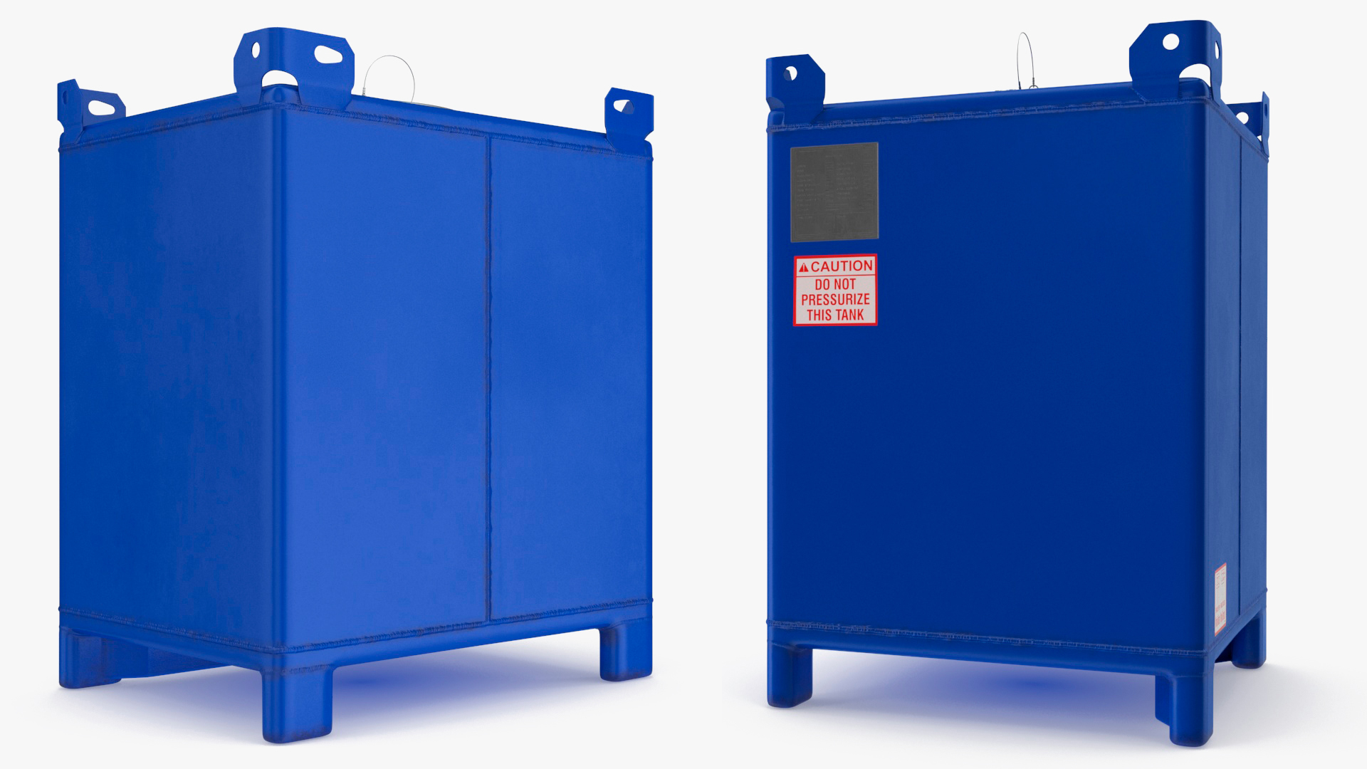3D model 350 Gallon Stainless Steel IBC Container Blue
