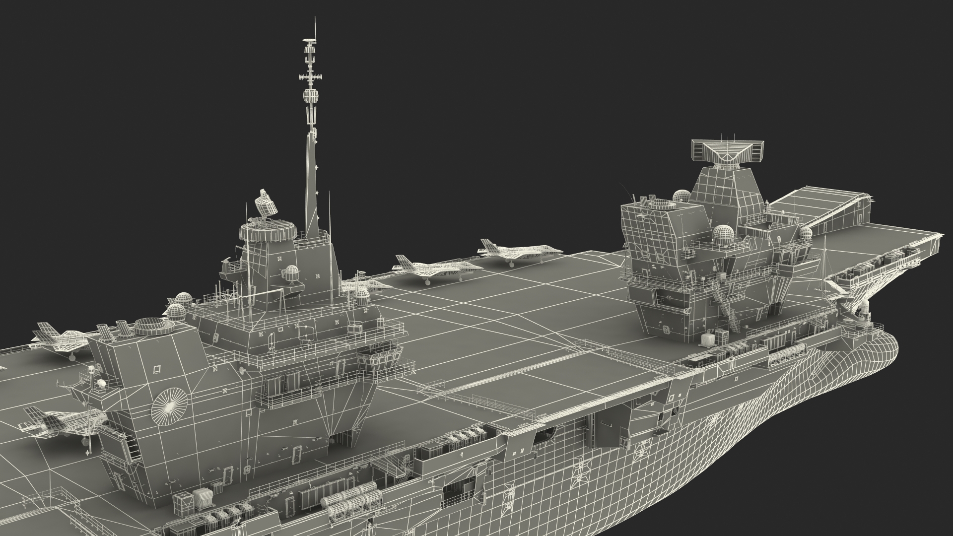 3D model HMS Queen Elizabeth with F35 planes