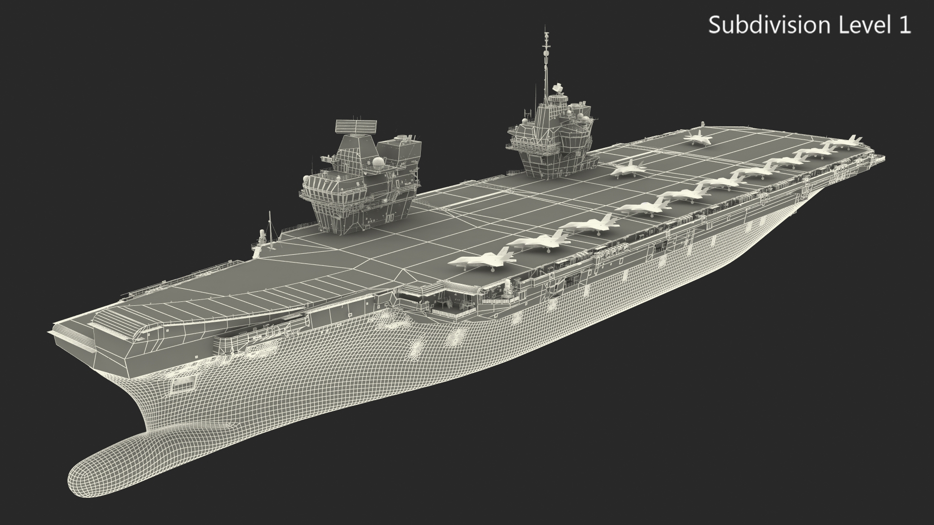 3D model HMS Queen Elizabeth with F35 planes