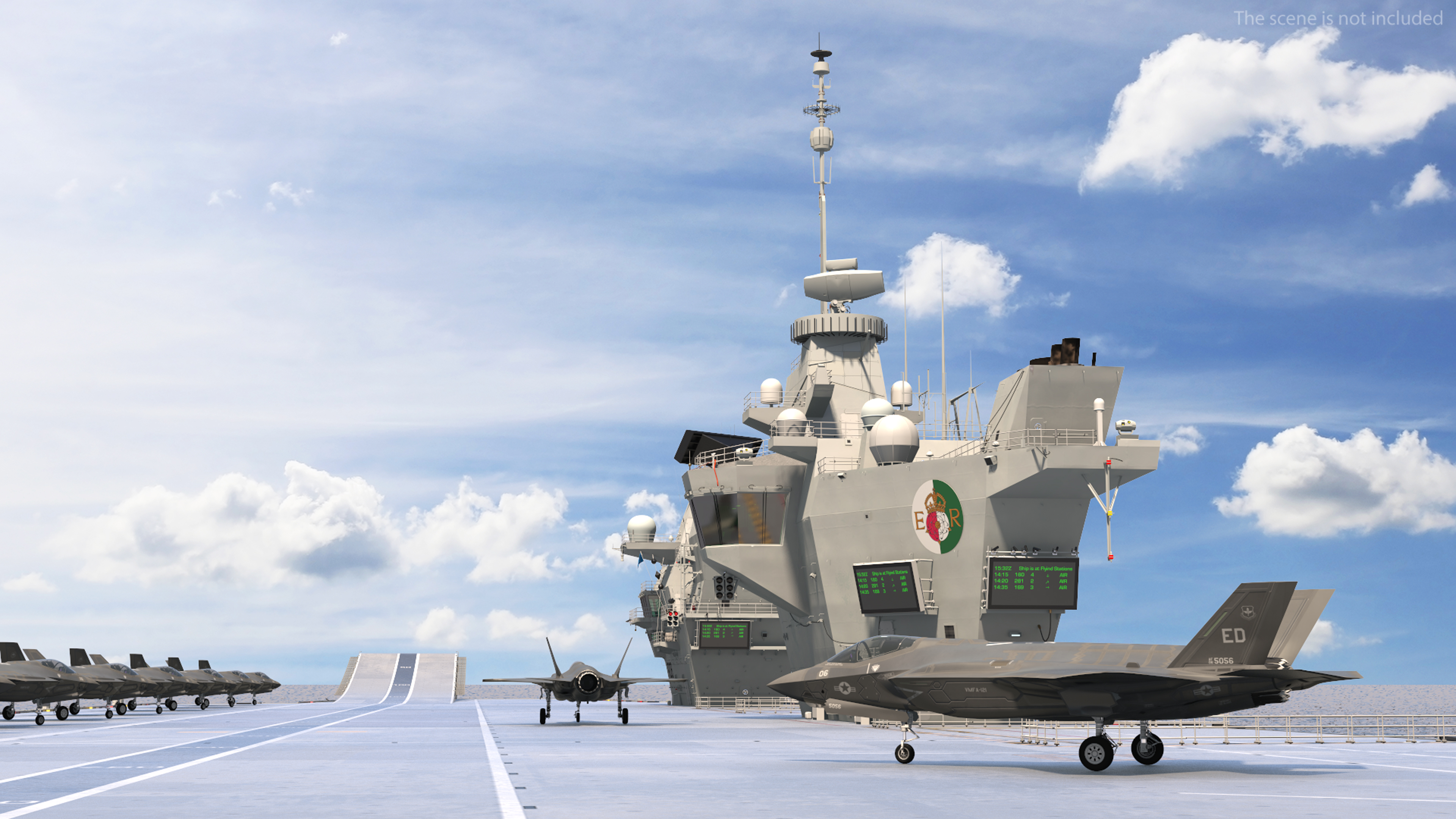 3D model HMS Queen Elizabeth with F35 planes