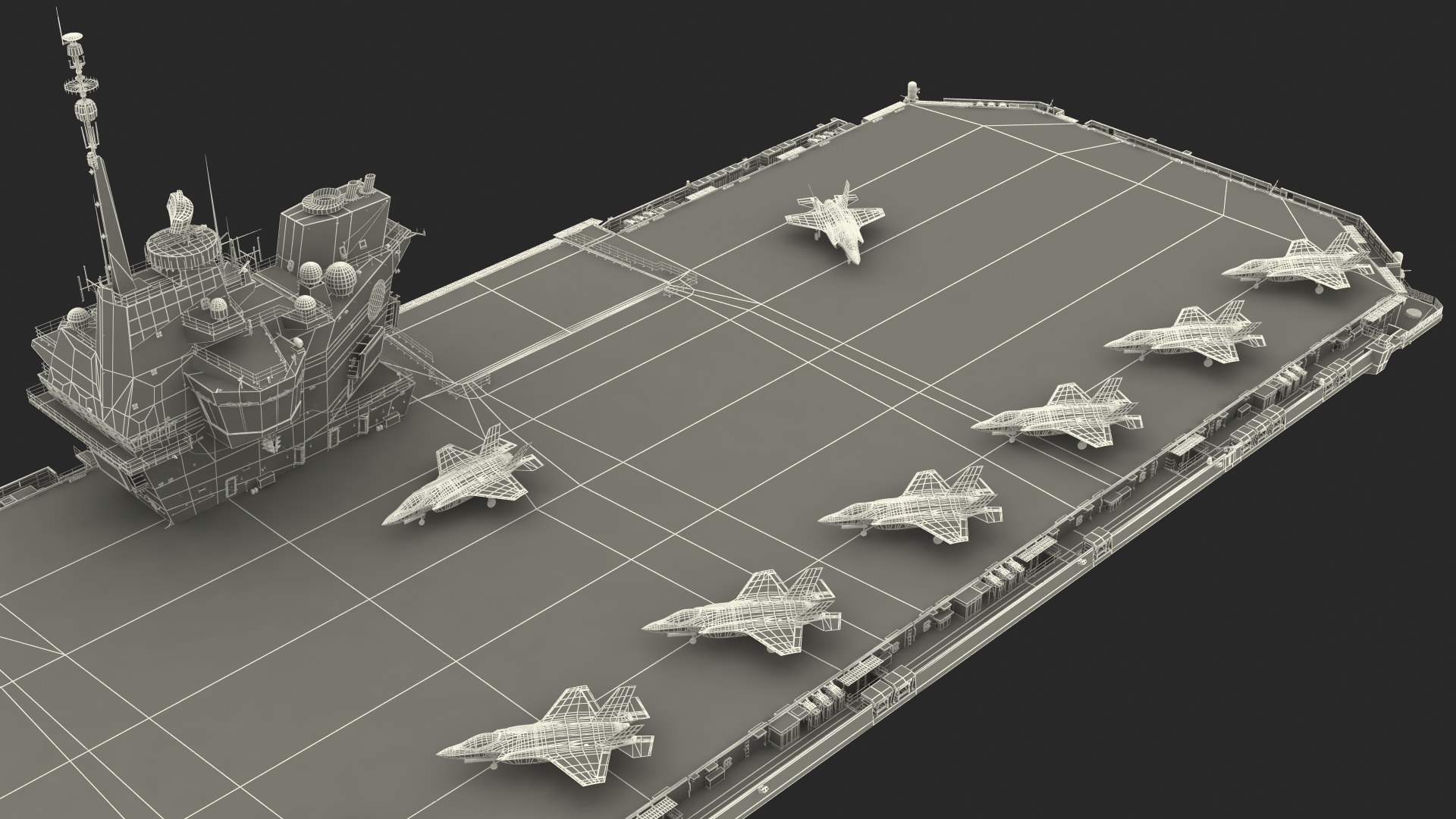 3D model HMS Queen Elizabeth with F35 planes