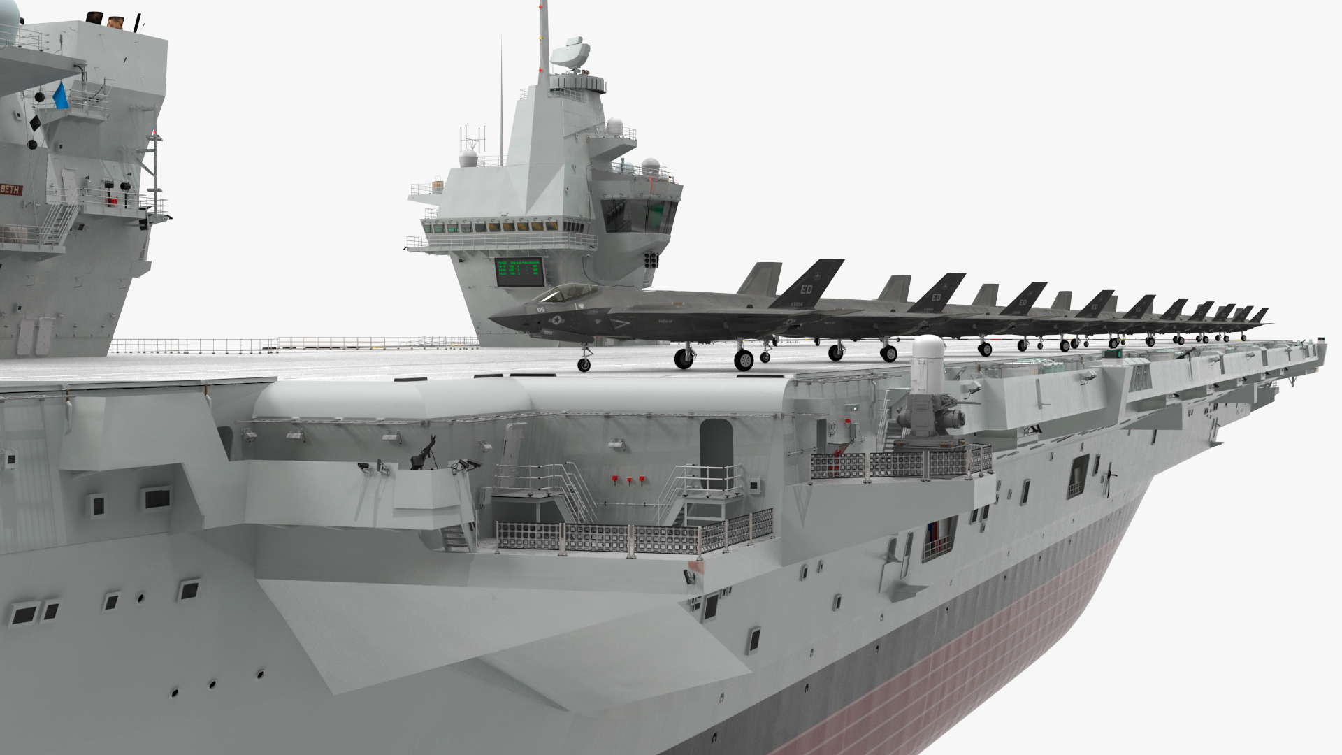 3D model HMS Queen Elizabeth with F35 planes