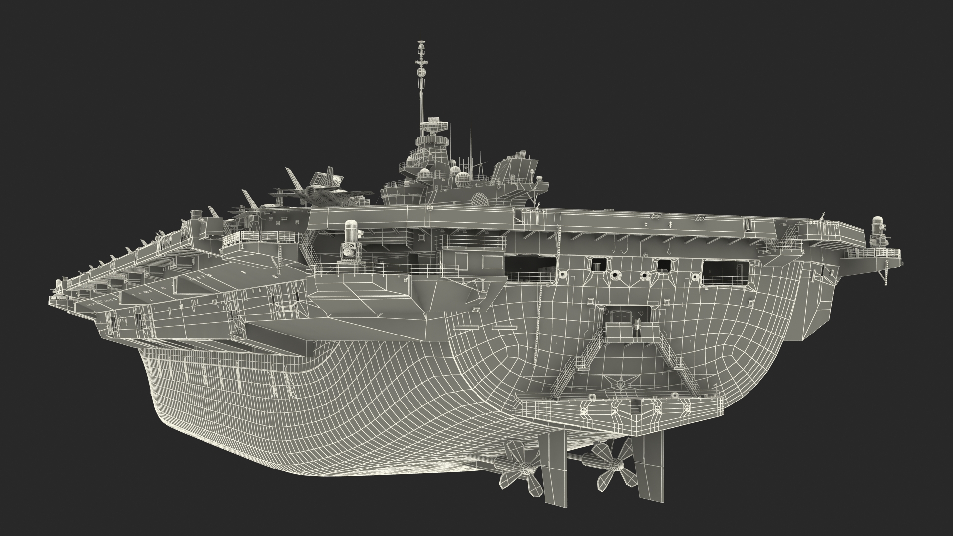 3D model HMS Queen Elizabeth with F35 planes