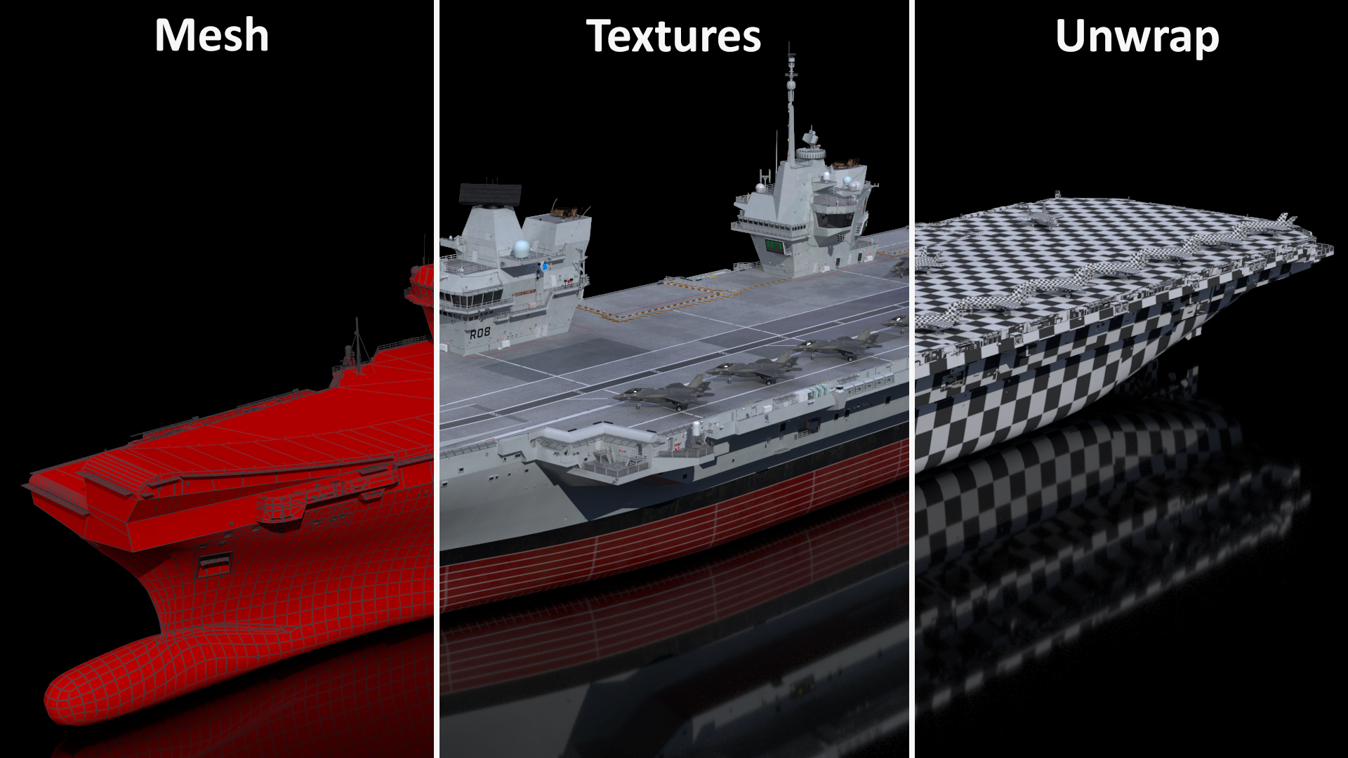 3D model HMS Queen Elizabeth with F35 planes