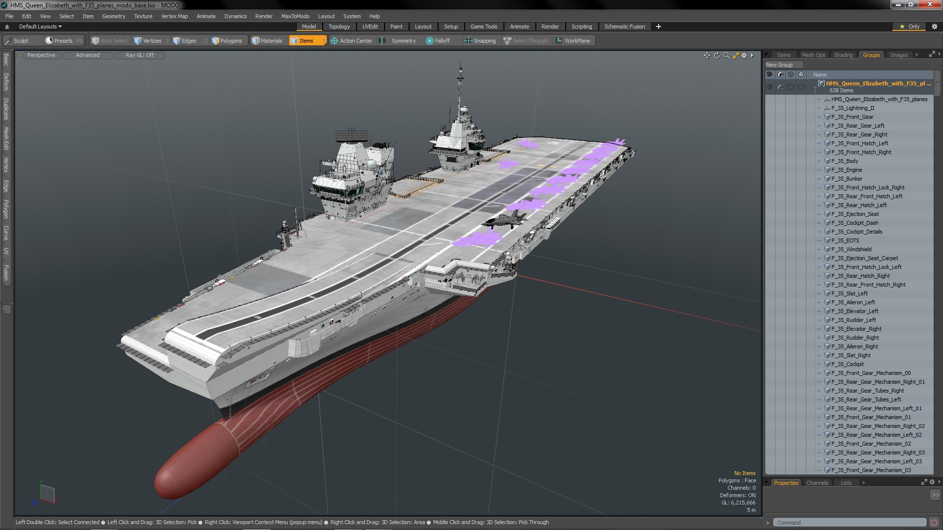 3D model HMS Queen Elizabeth with F35 planes