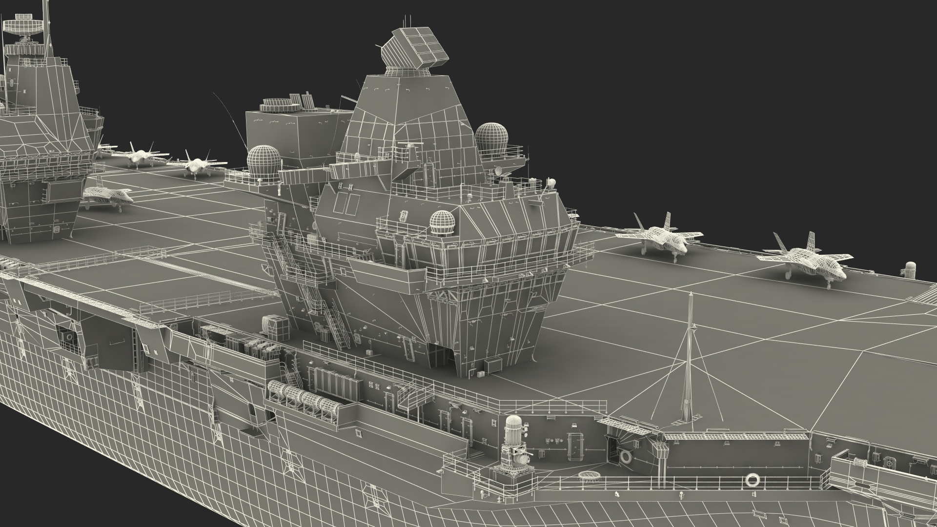 3D model HMS Queen Elizabeth with F35 planes