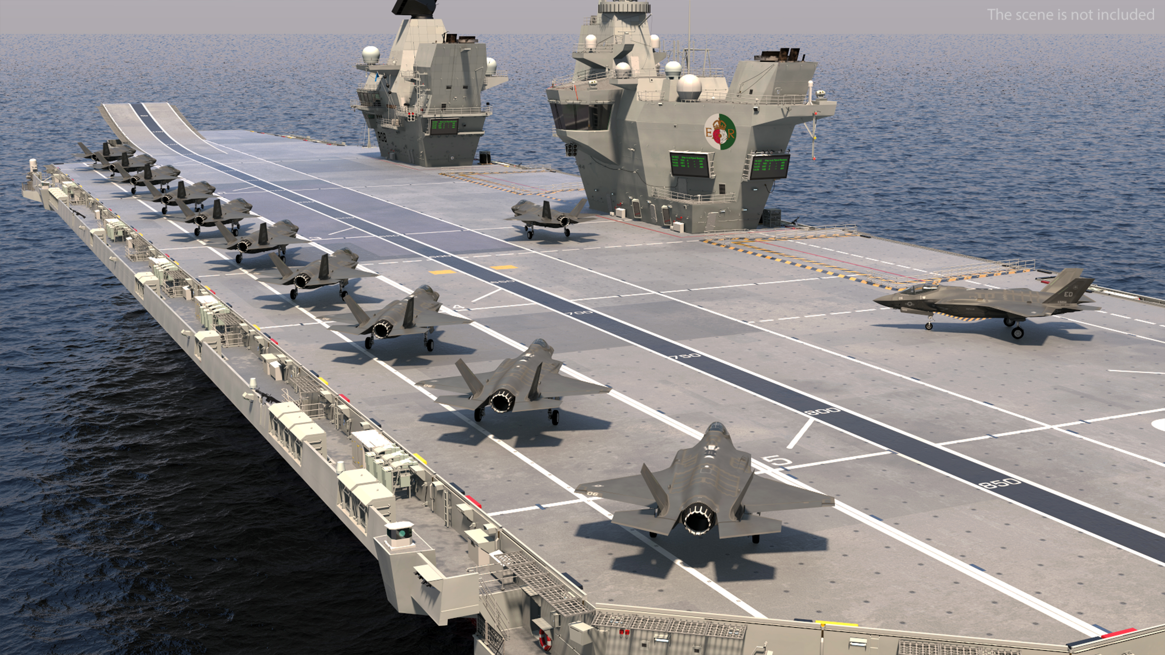 3D model HMS Queen Elizabeth with F35 planes