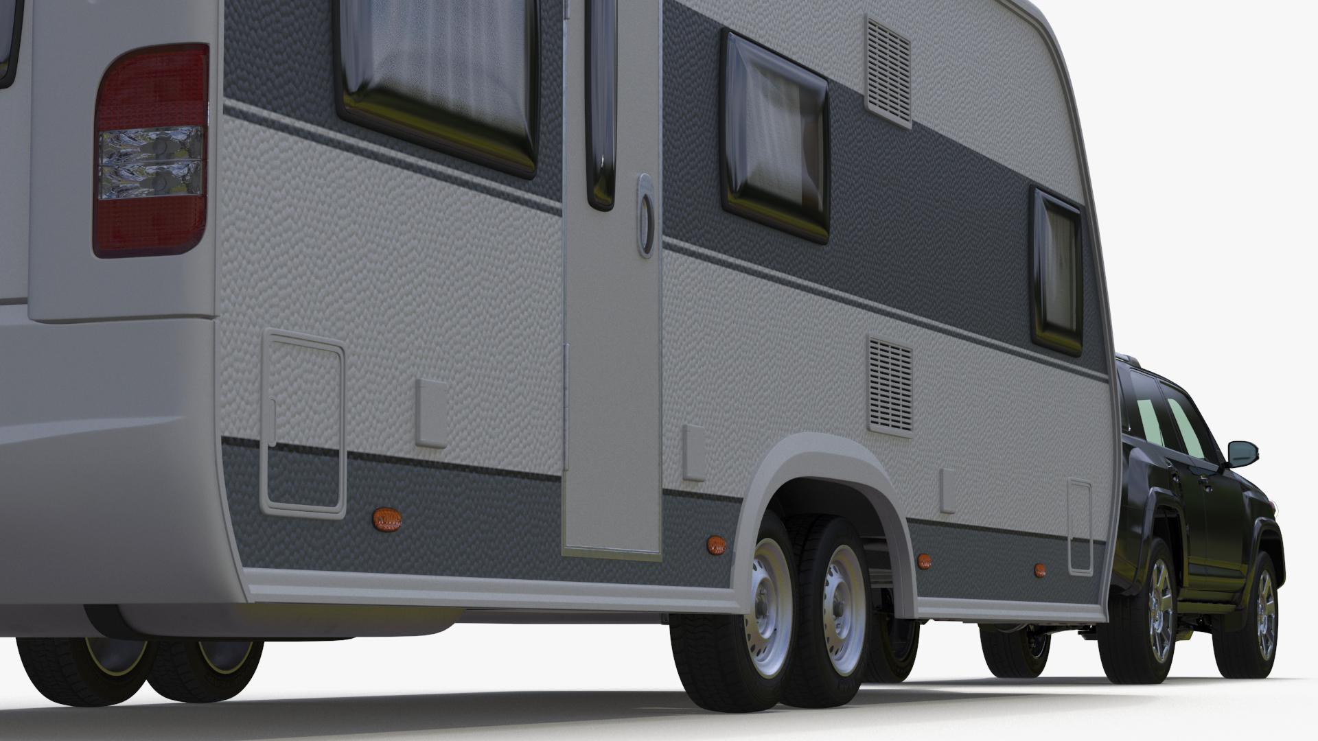 3D model Toyota 4Runner Towing Caravan Hobby