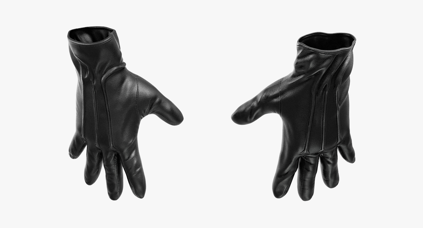 3D model Leather Gloves Black