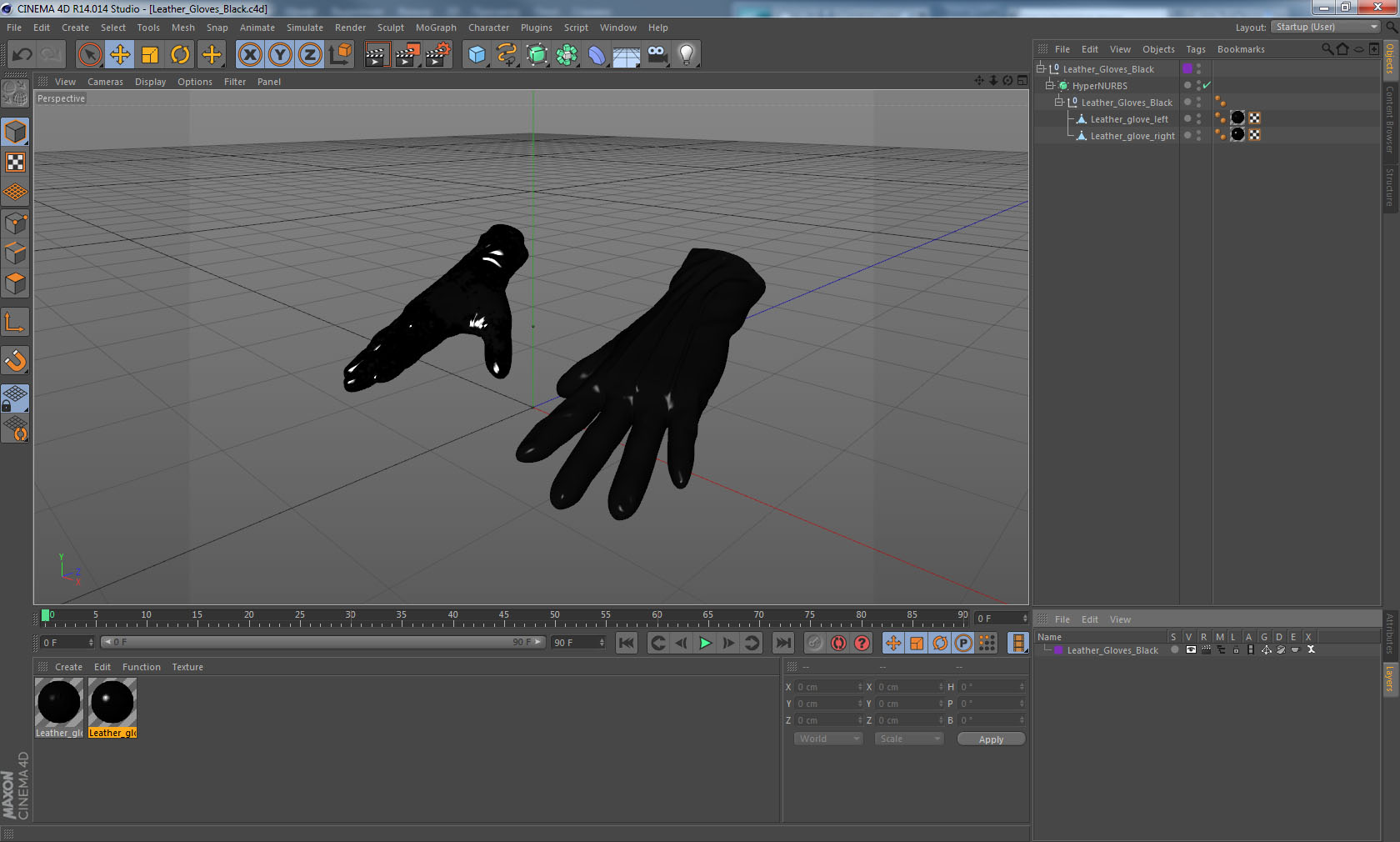 3D model Leather Gloves Black