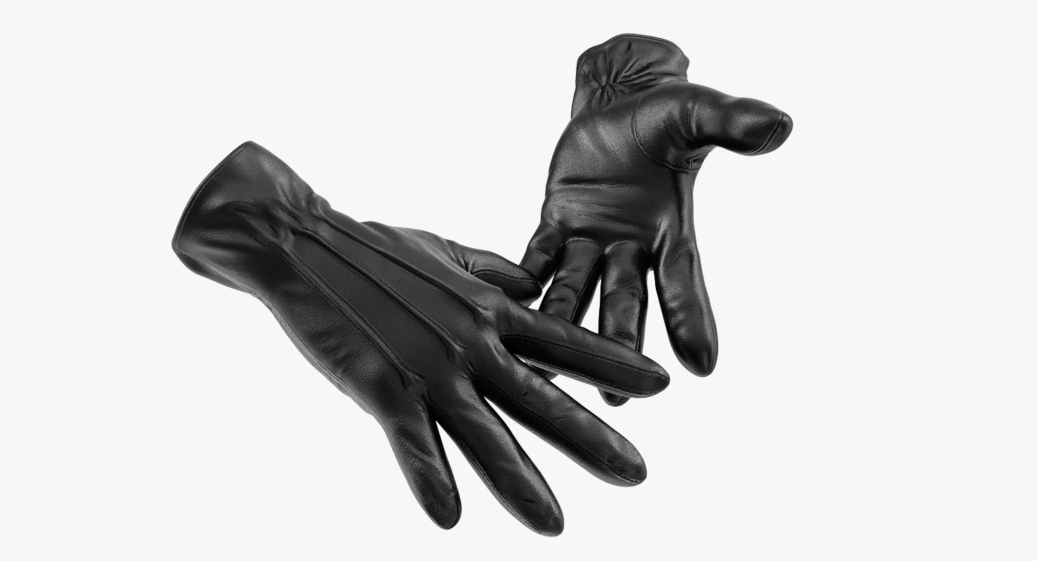 3D model Leather Gloves Black