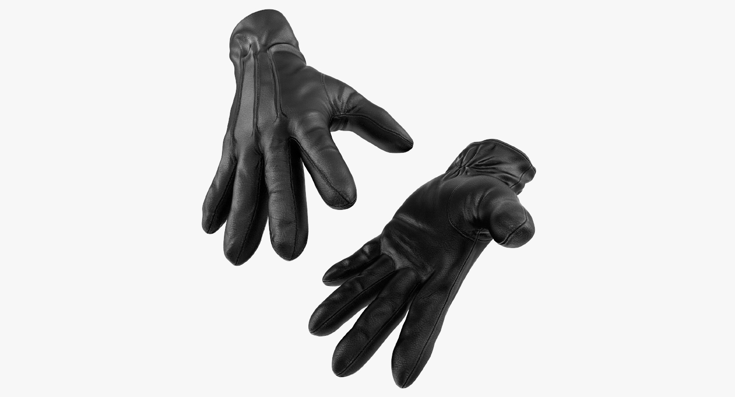3D model Leather Gloves Black