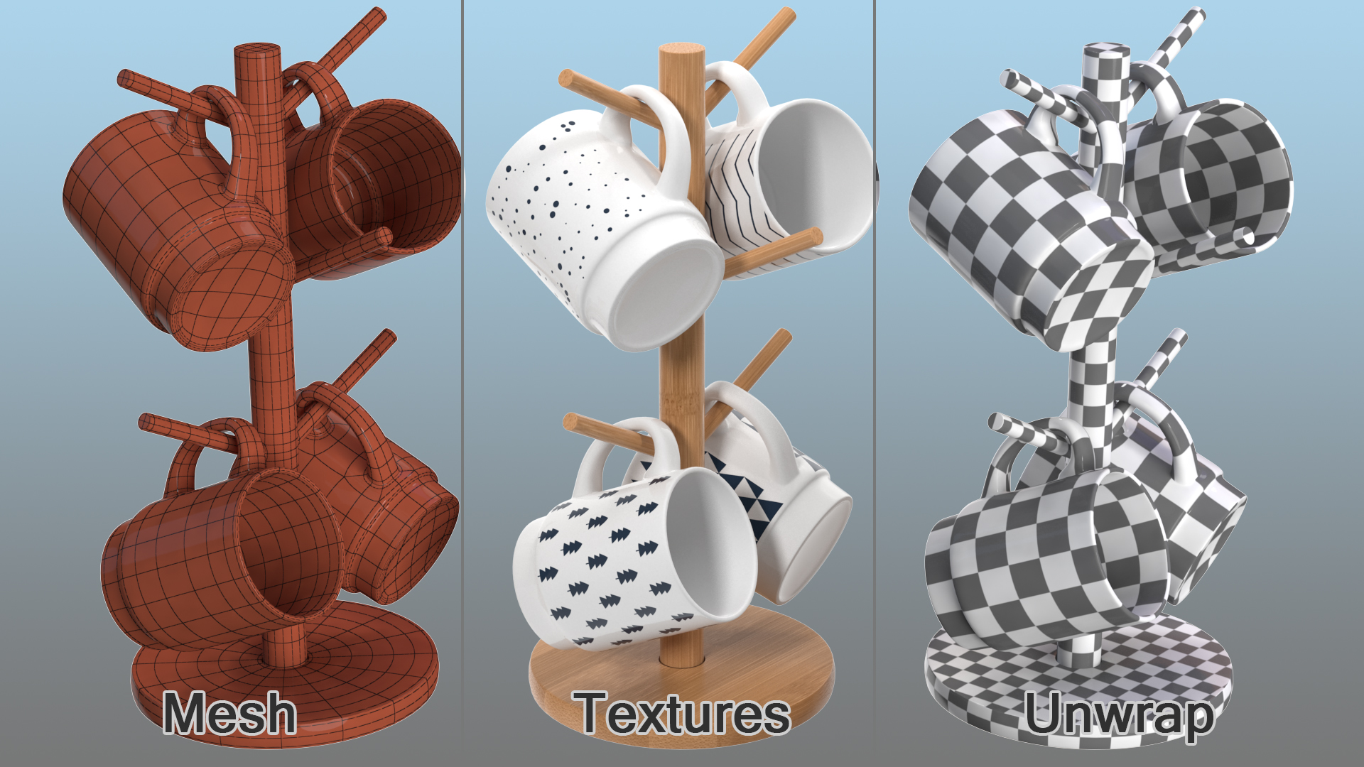 3D Kitchen Mug Tree Stand Set