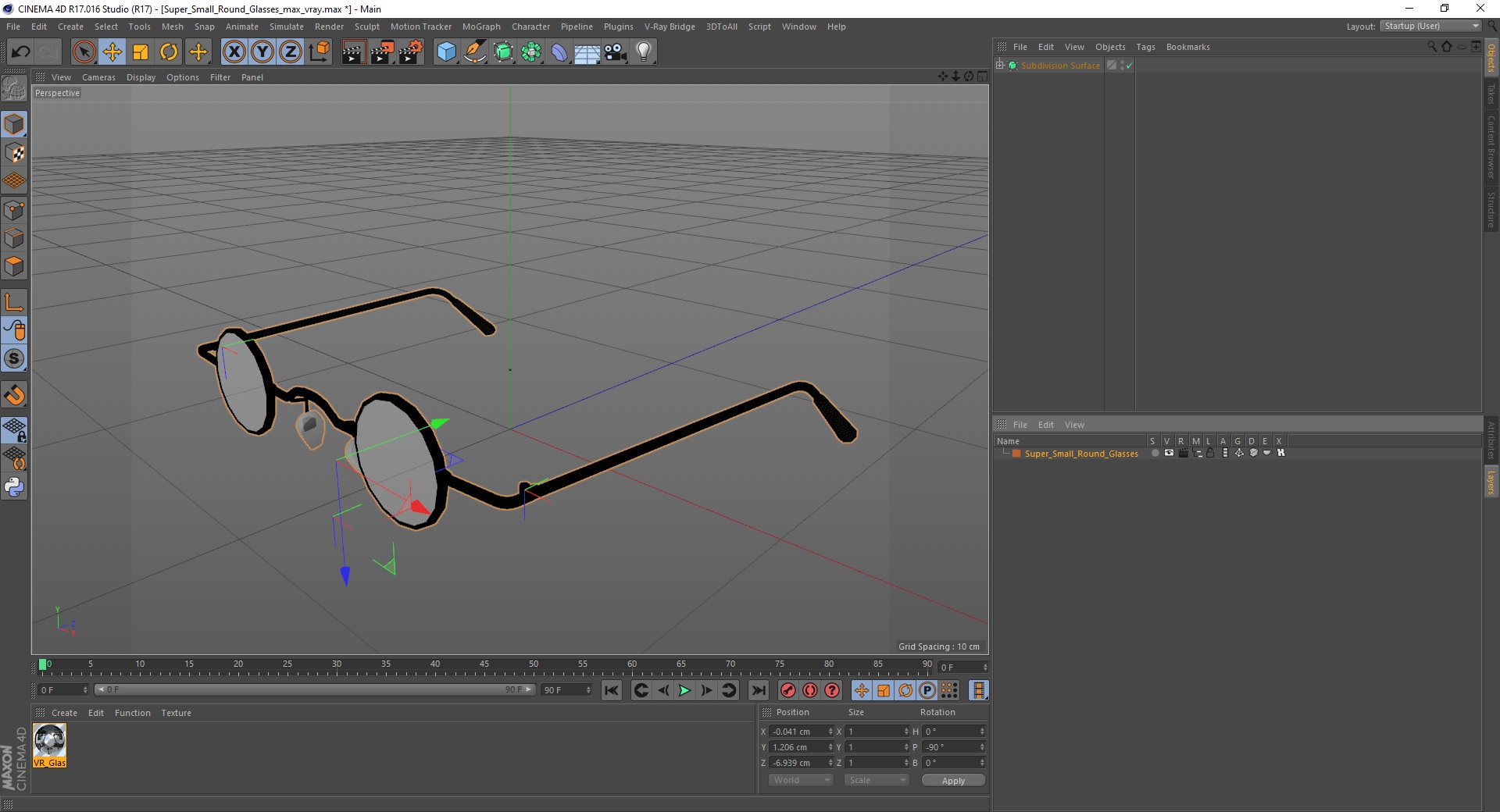 3D model Super Small Round Glasses