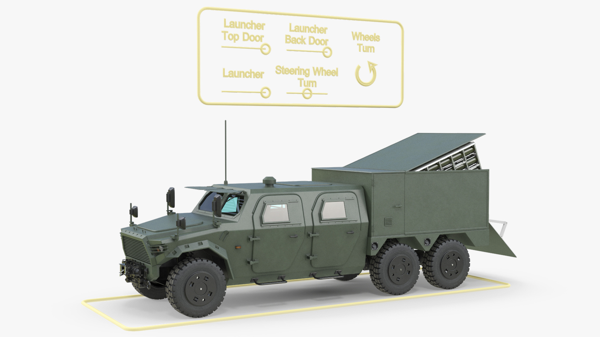 Offroad Drone Launch Truck with Box Module and Drone Rigged - view 2