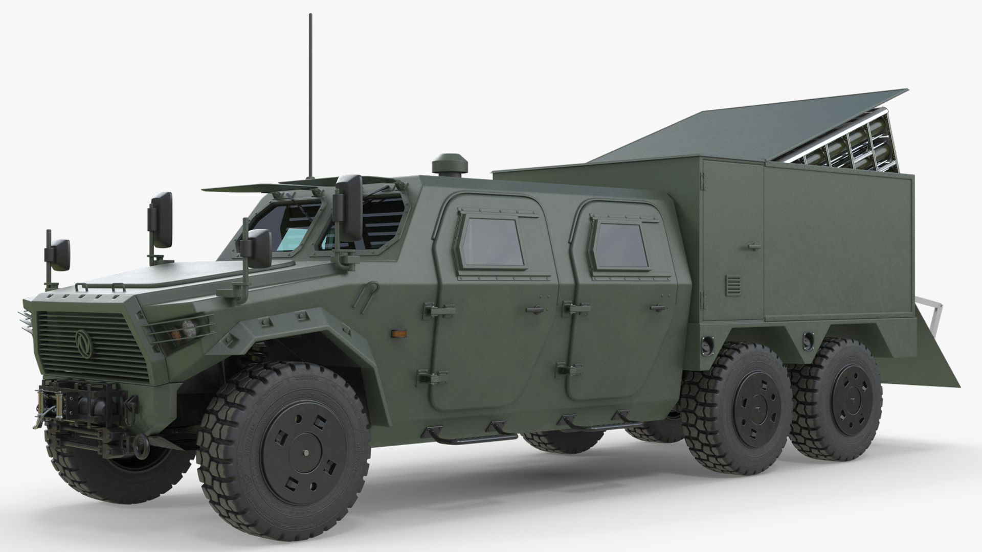 Offroad Drone Launch Truck with Box Module and Drone Rigged - view 7