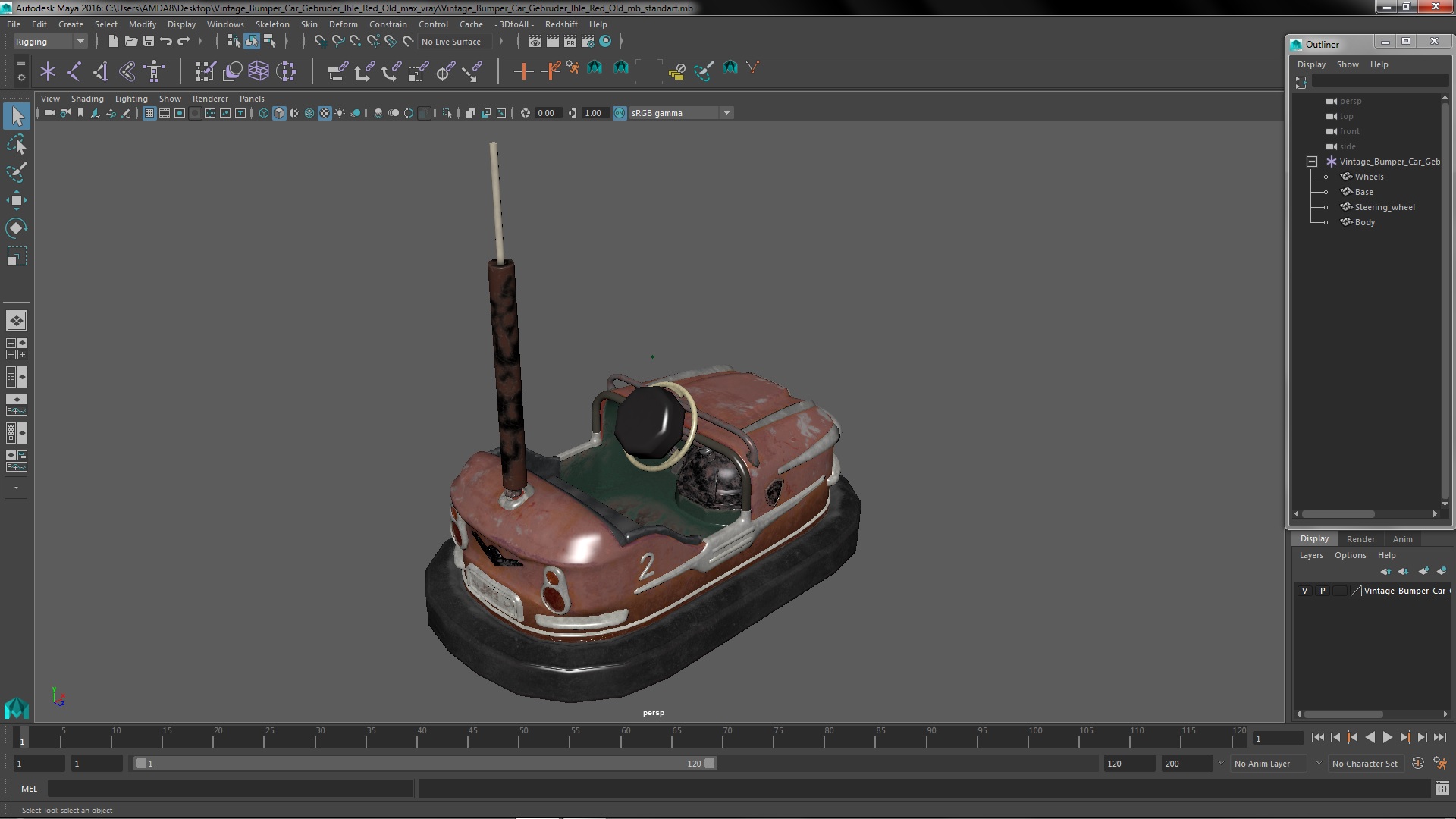3D model Vintage Bumper Car Gebruder Ihle Red Old