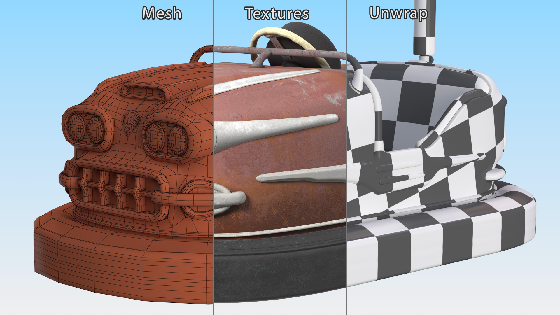 3D model Vintage Bumper Car Gebruder Ihle Red Old