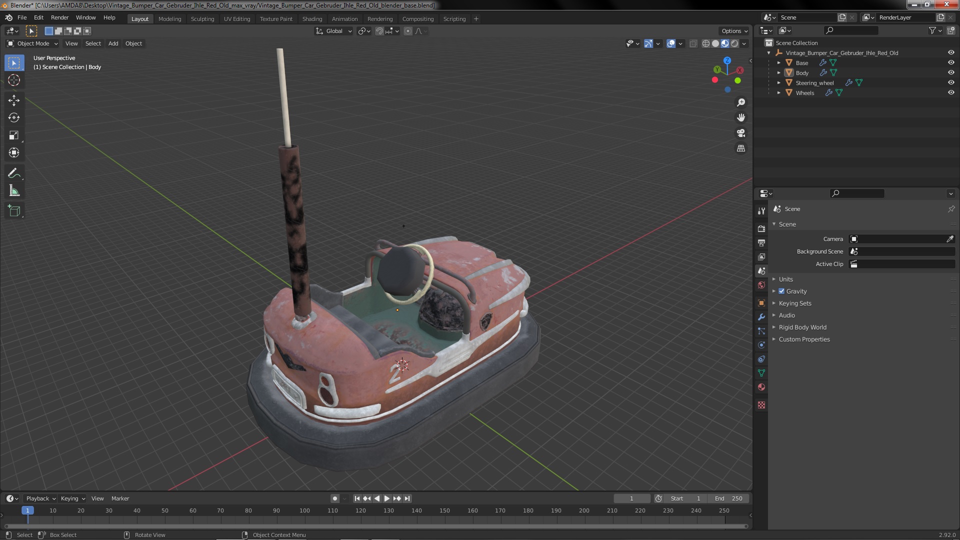 3D model Vintage Bumper Car Gebruder Ihle Red Old