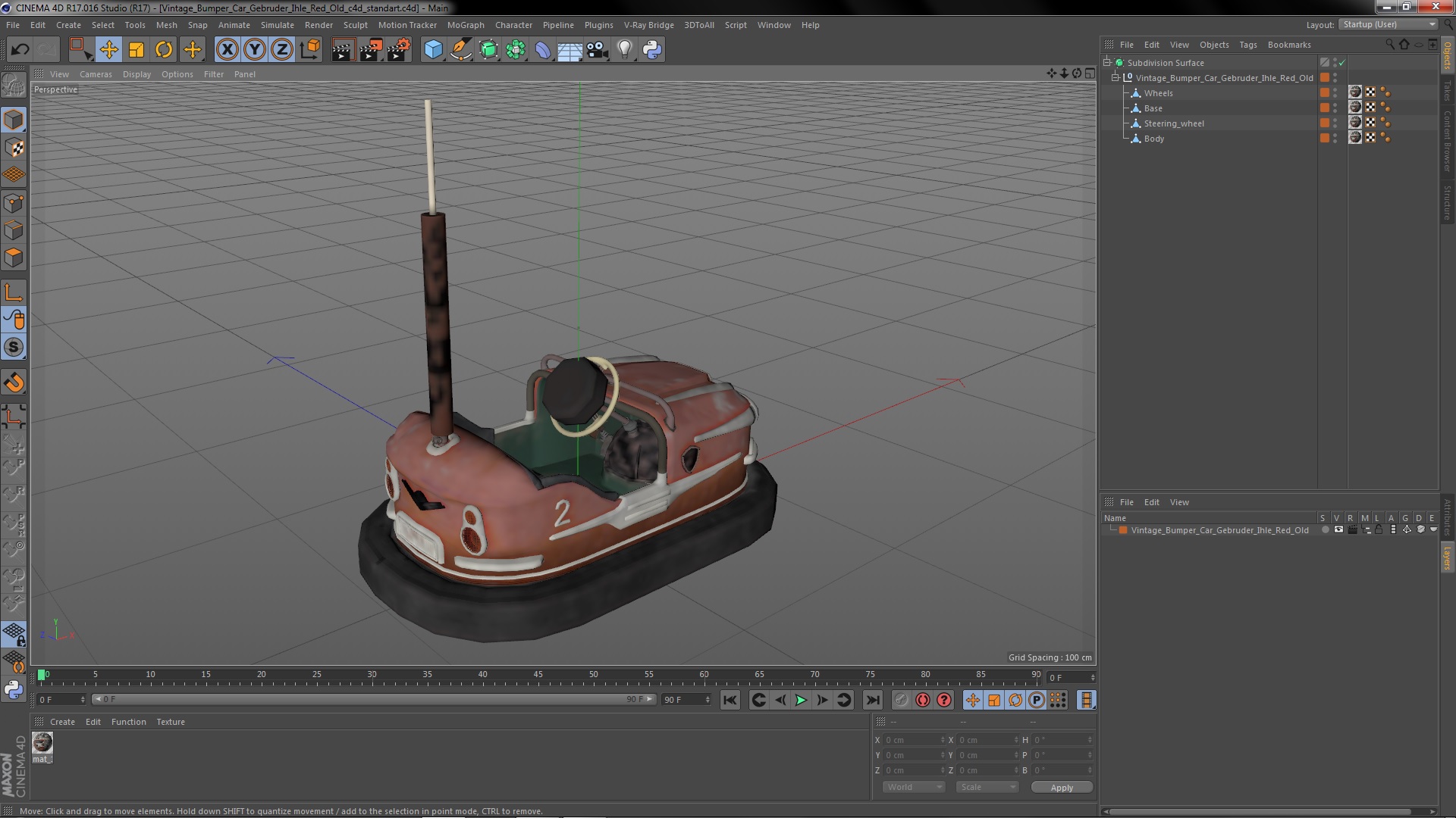 3D model Vintage Bumper Car Gebruder Ihle Red Old
