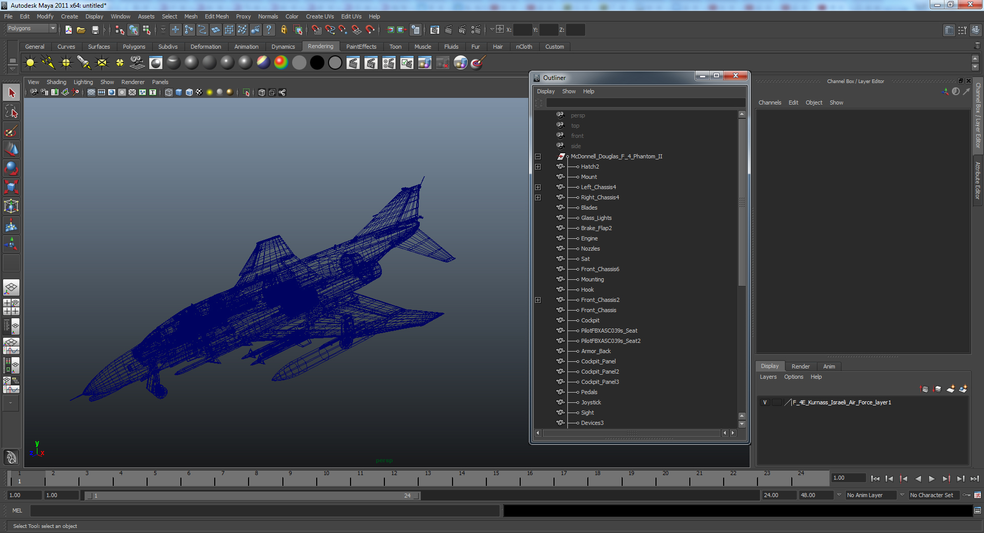 3D model F 4E Kurnass Israeli Air Force