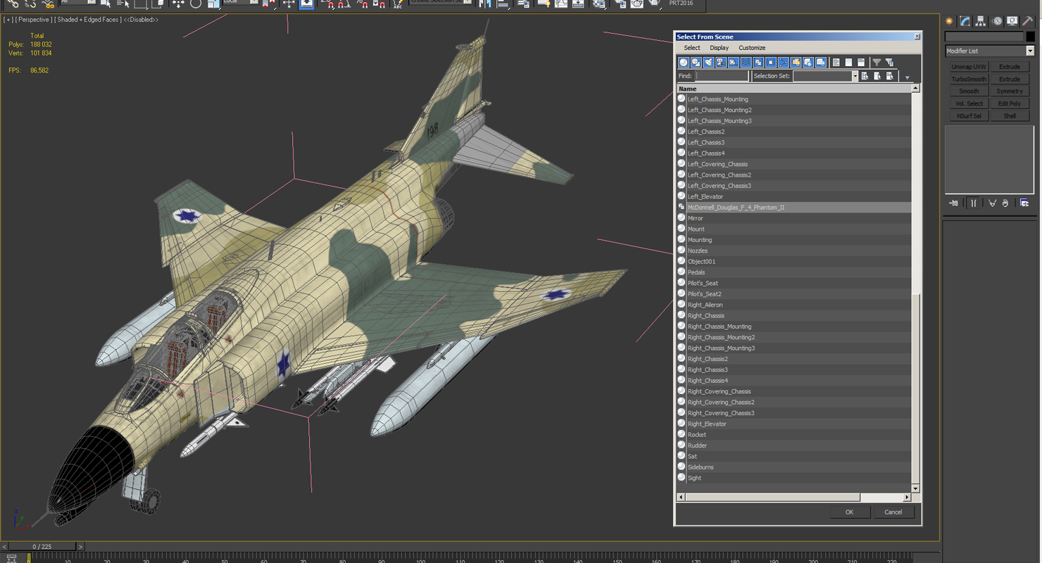 3D model F 4E Kurnass Israeli Air Force