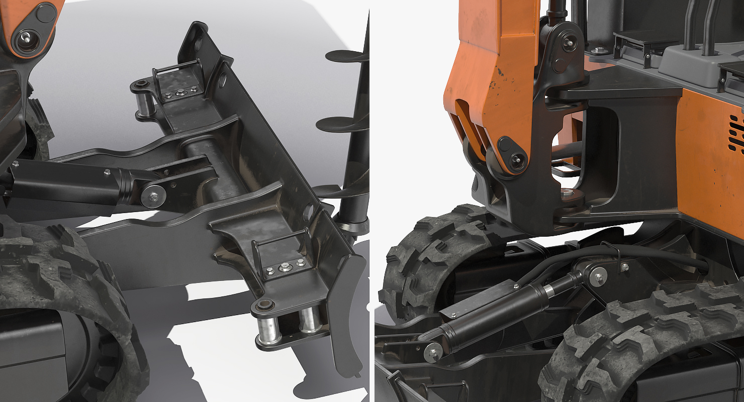 3D Tracked Mini Excavator with Drill Generic Rigged model