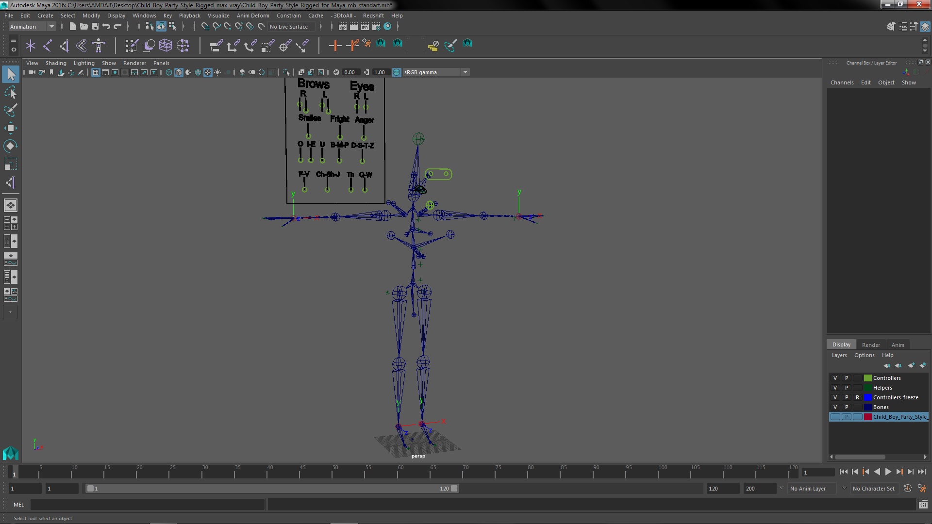 Child Boy Party Style Rigged for Maya 3D