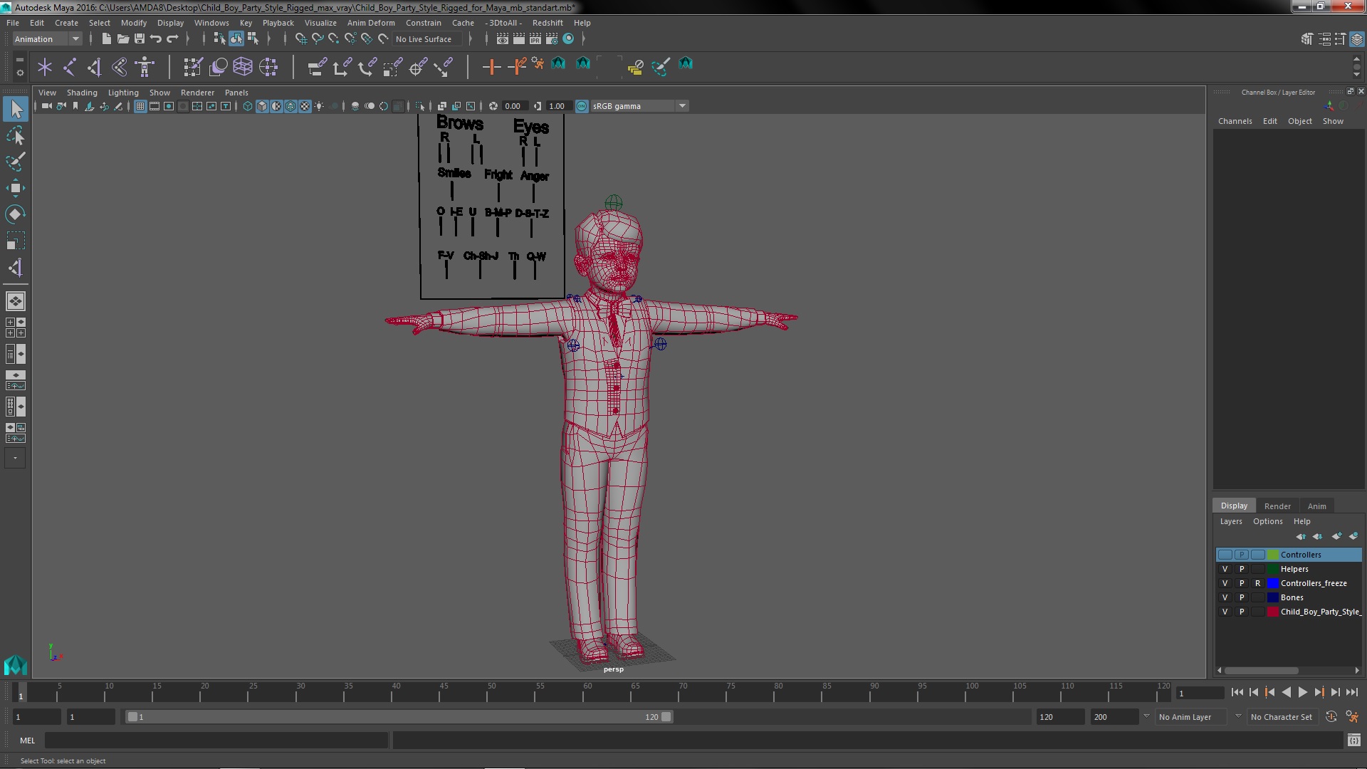 Child Boy Party Style Rigged for Maya 3D