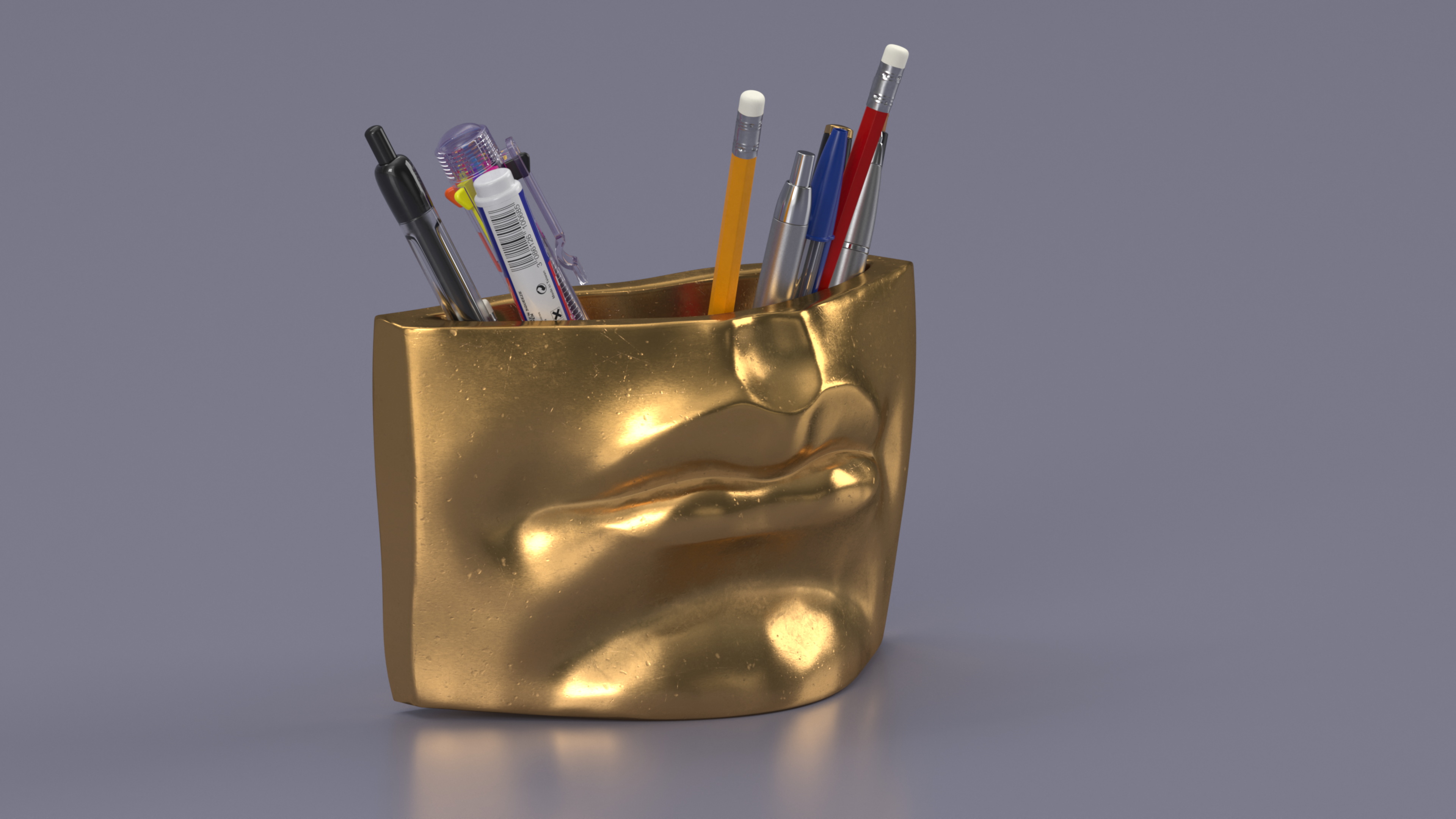 Michelangelo David lips decor Gold with Pens 3D model