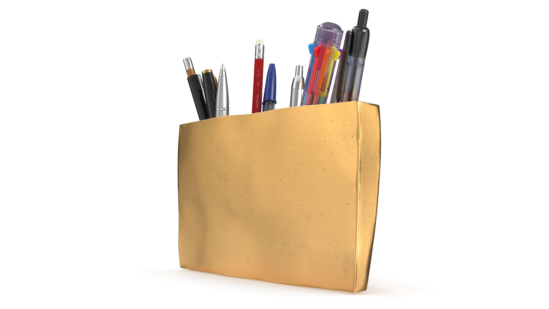 Michelangelo David lips decor Gold with Pens 3D model