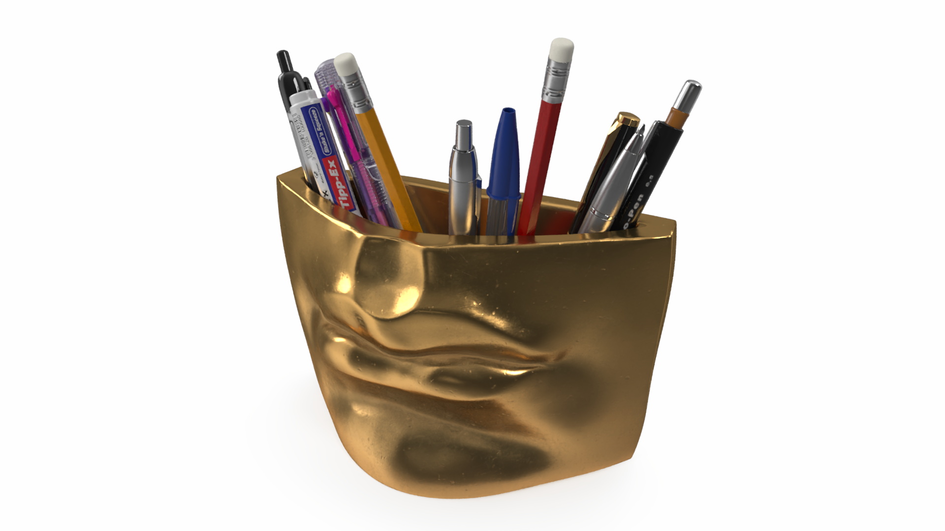 Michelangelo David lips decor Gold with Pens 3D model