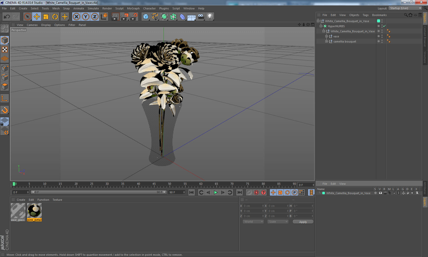 3D model White Camellia Bouquet in Vase