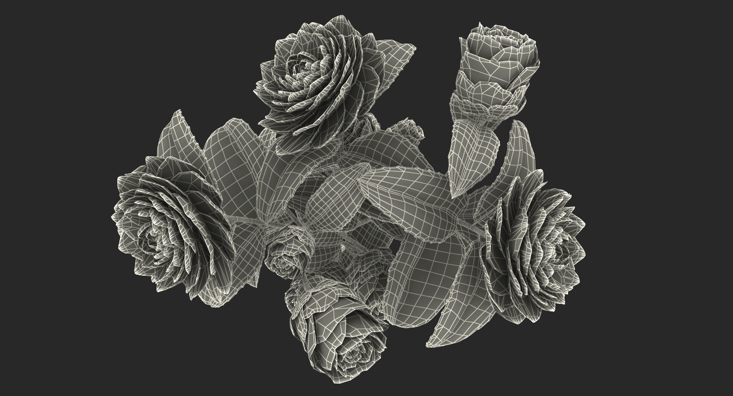 3D model White Camellia Bouquet in Vase