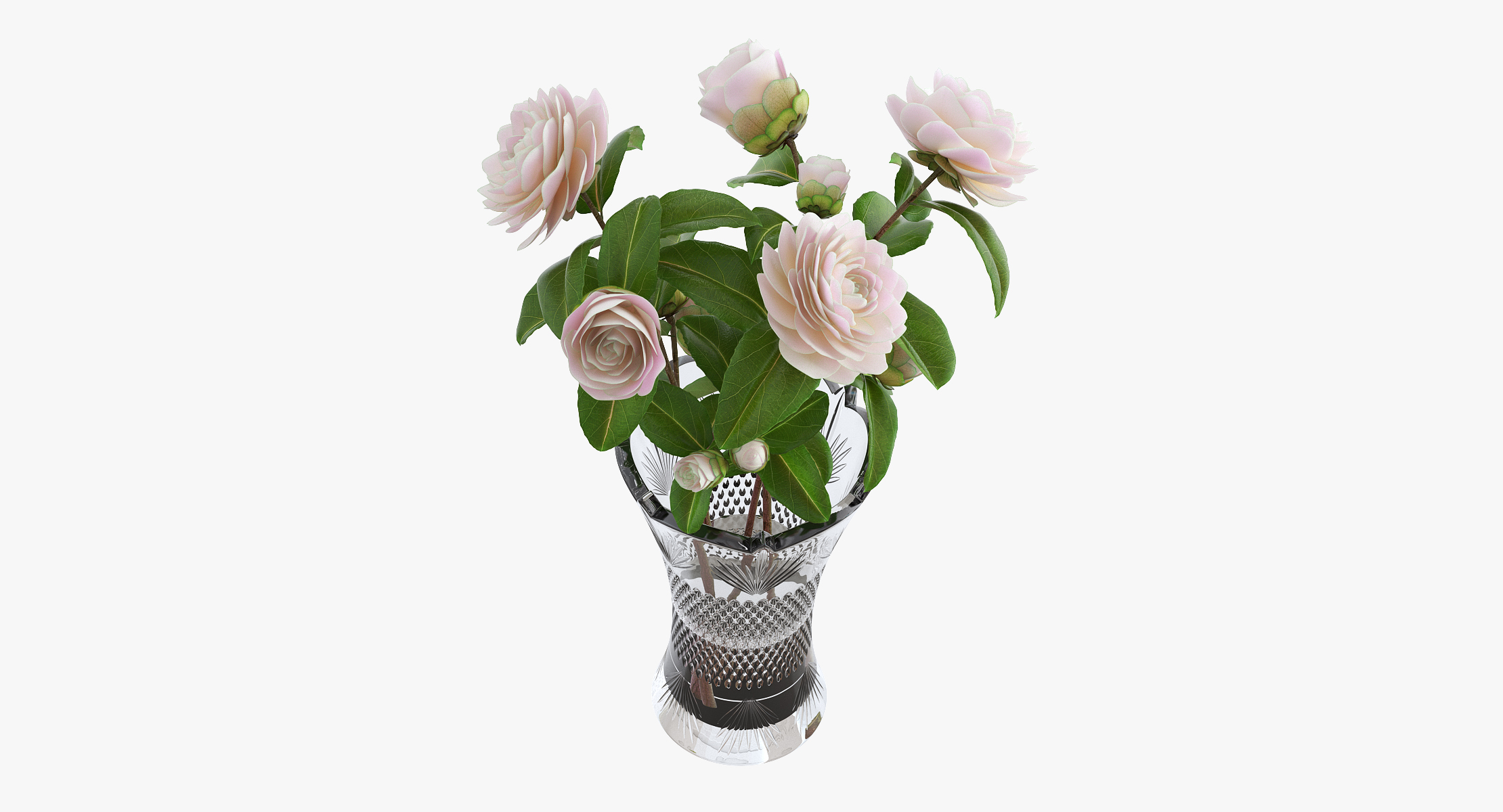 3D model White Camellia Bouquet in Vase