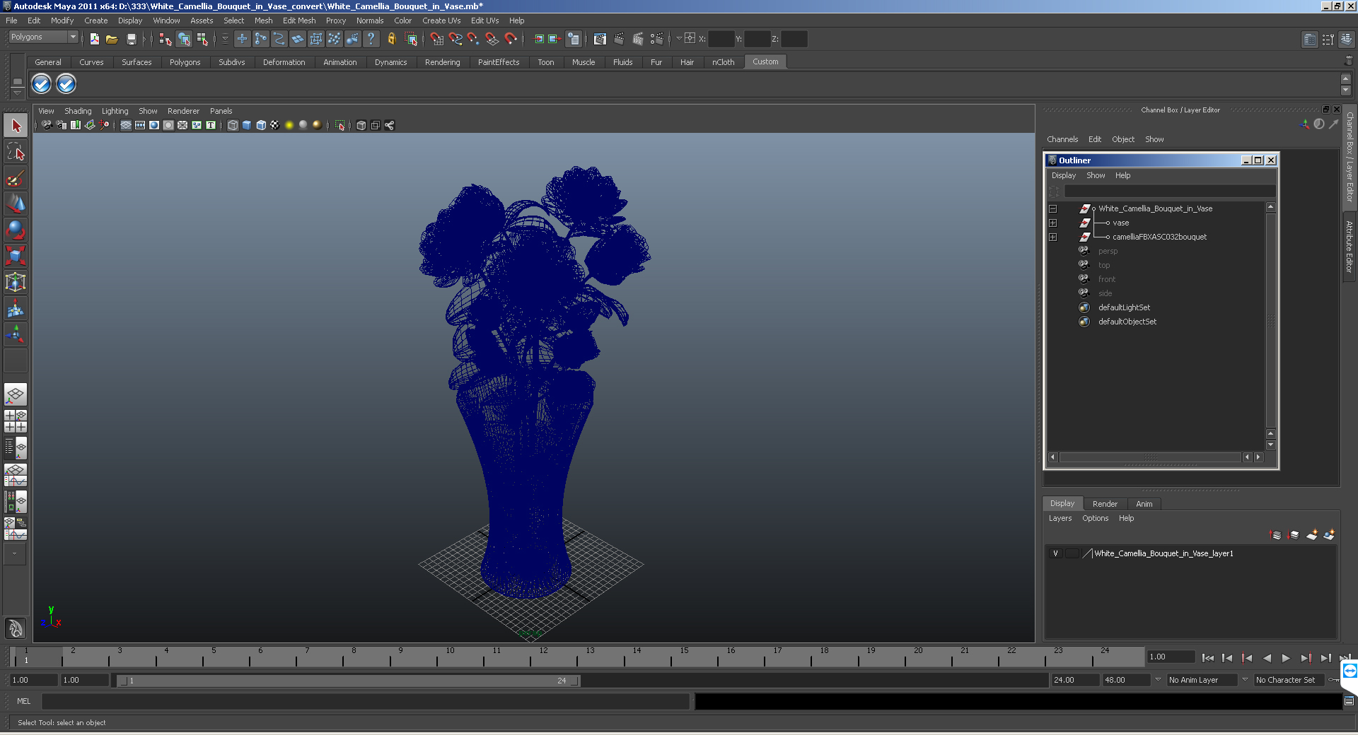 3D model White Camellia Bouquet in Vase