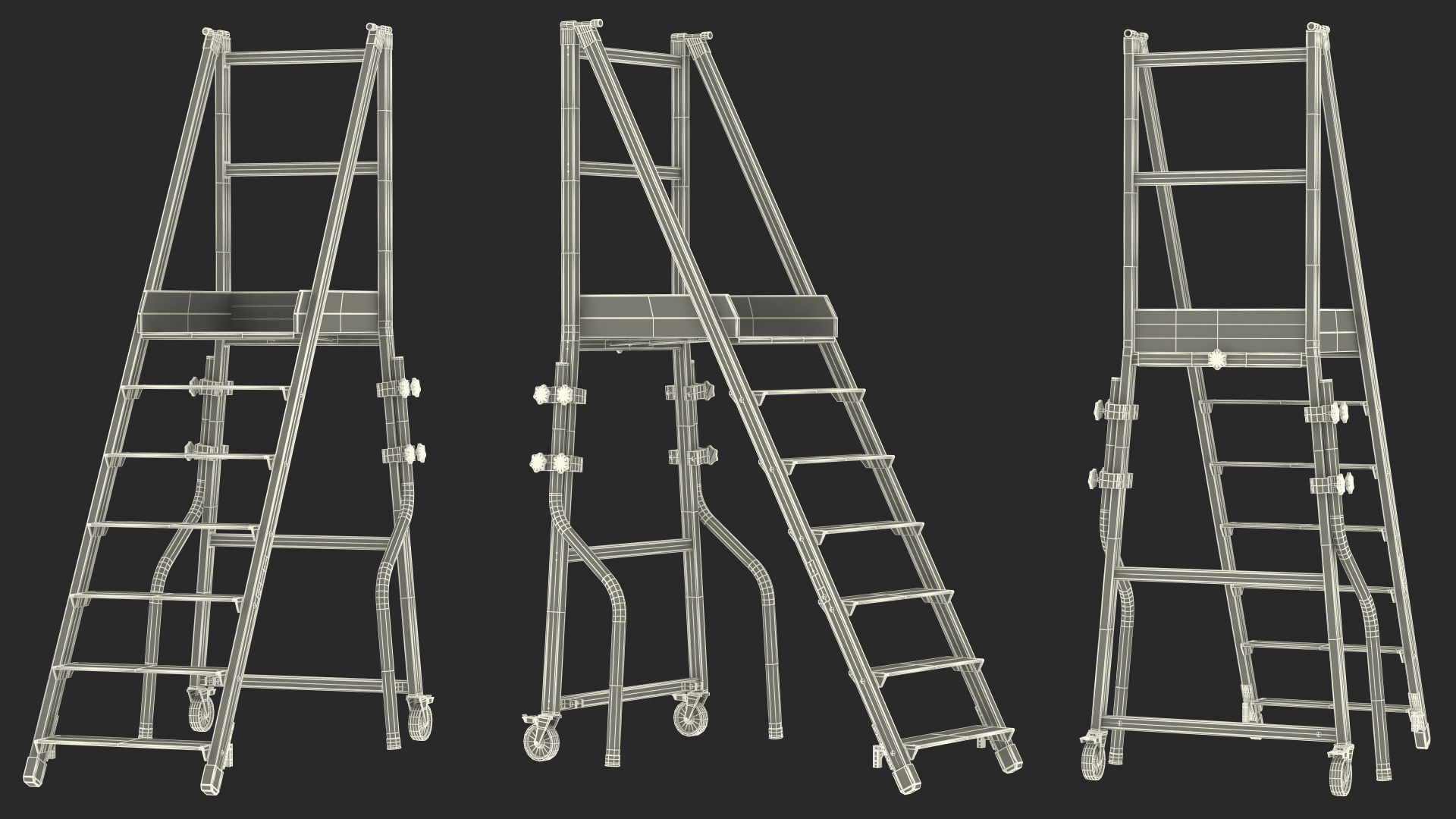 3D model Aluminium Platform Ladder