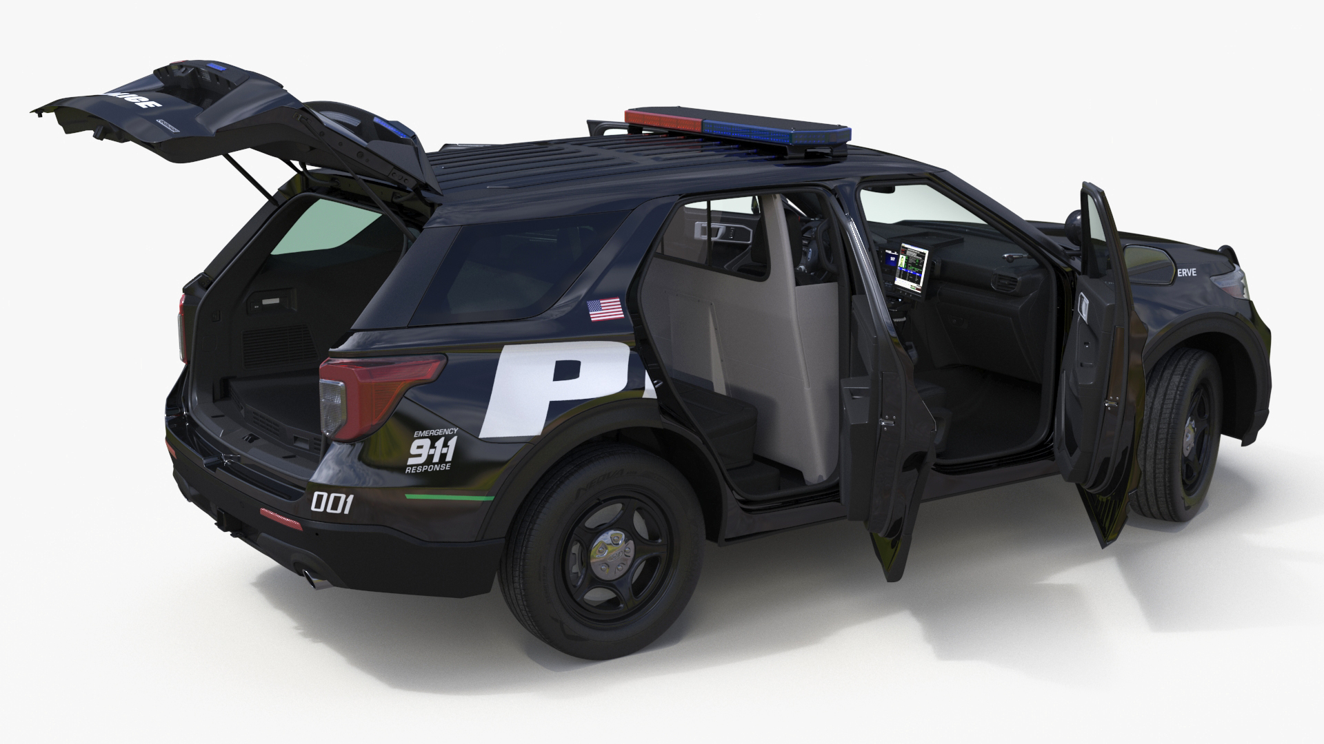 Ford Police Interceptor Utility Hybrid AWD Rigged 3D model