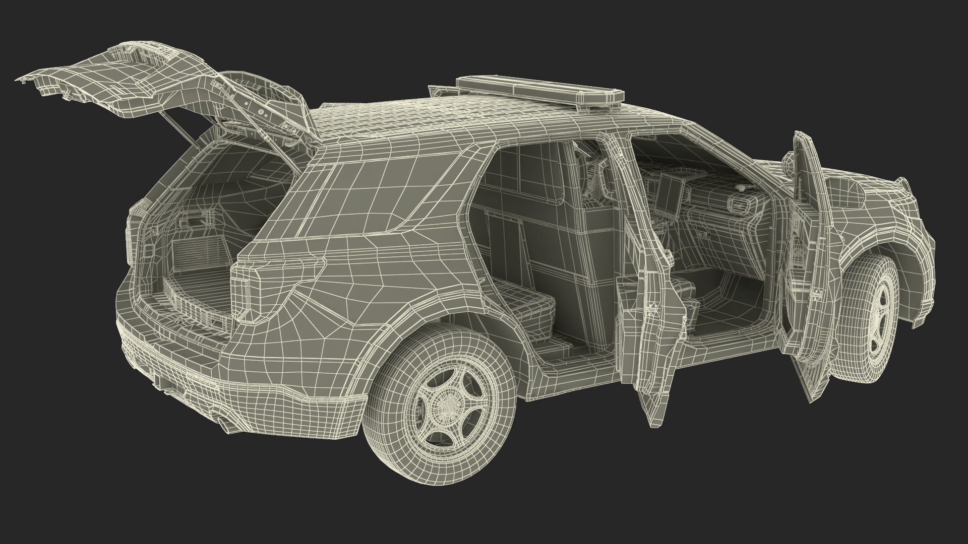 Ford Police Interceptor Utility Hybrid AWD Rigged 3D model