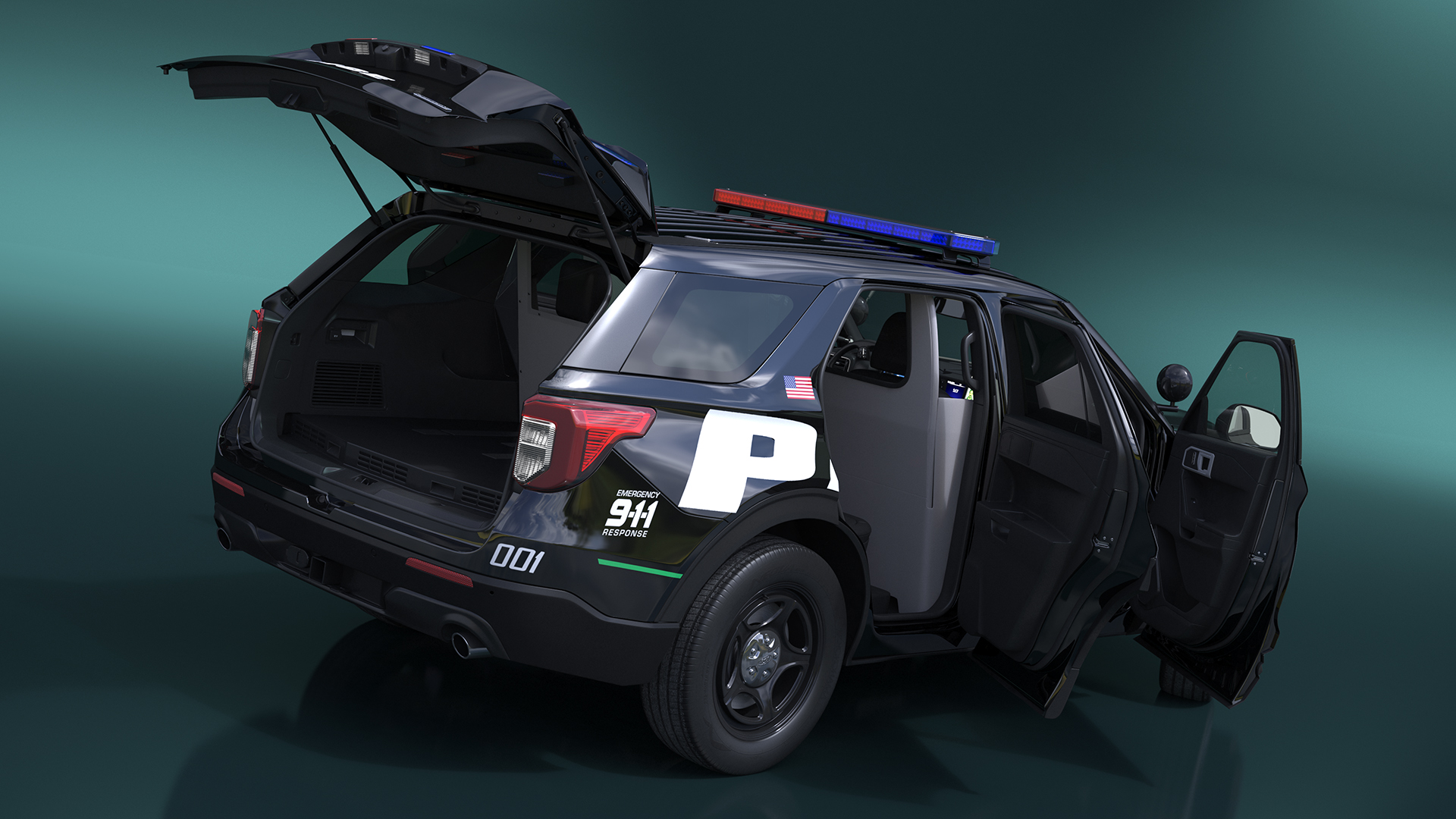 Ford Police Interceptor Utility Hybrid AWD Rigged 3D model