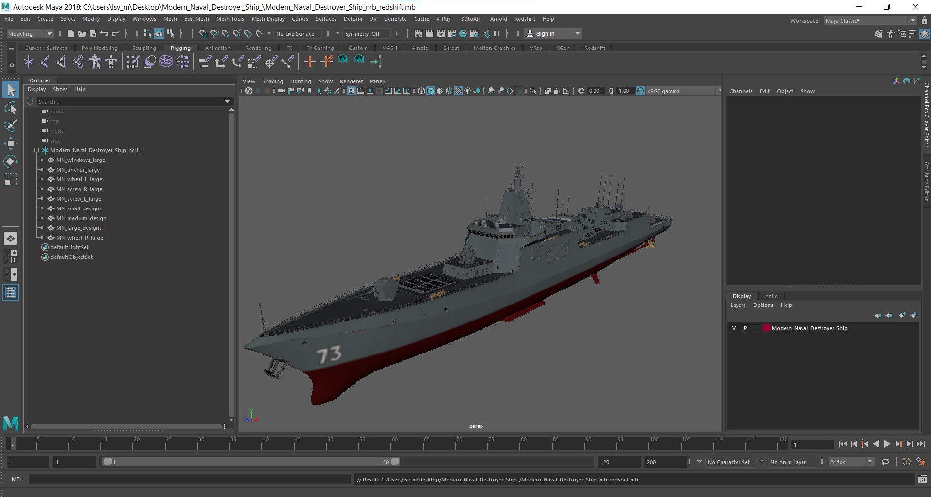 Modern Naval Destroyer Ship 3D