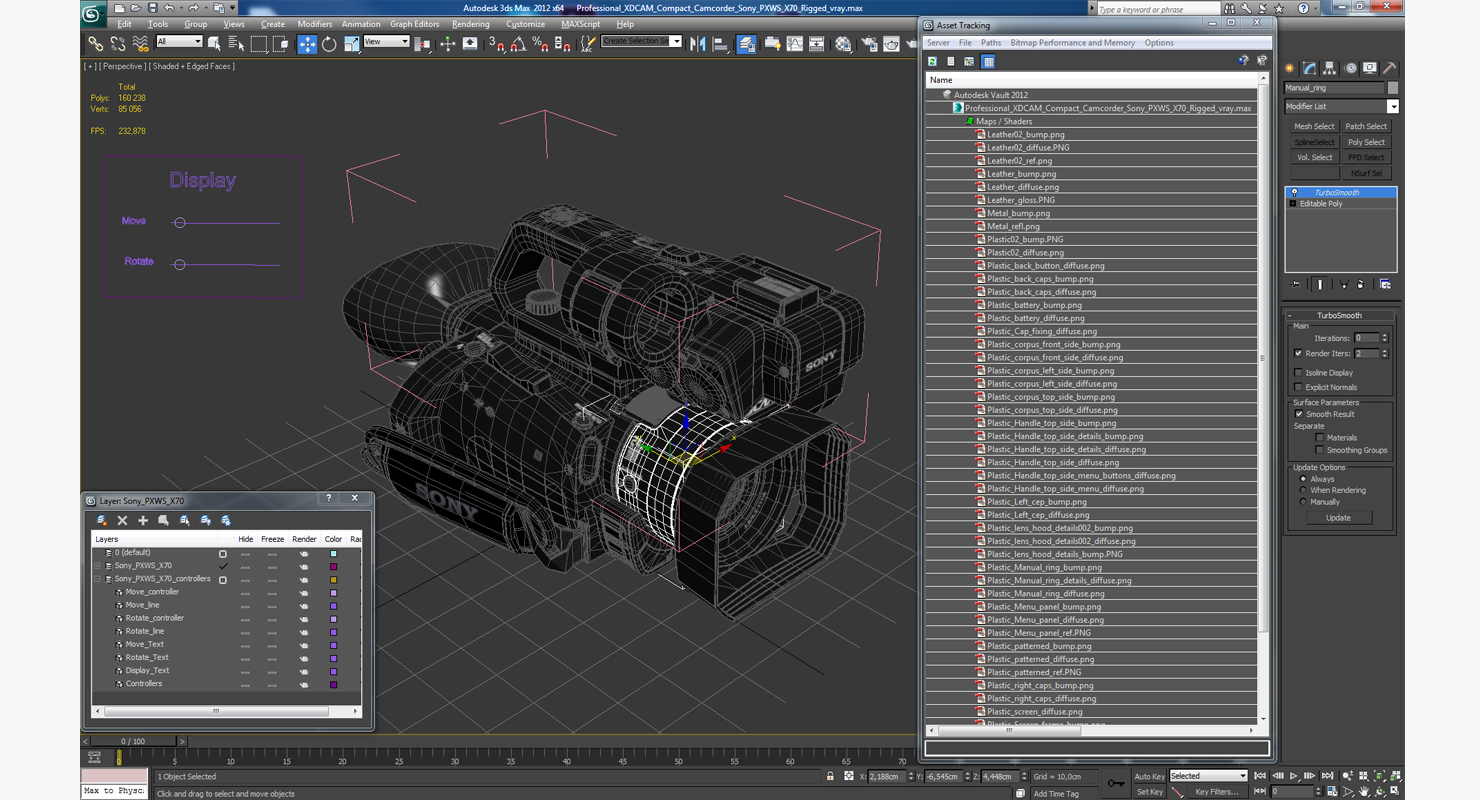 Professional XDCAM Compact Camcorder Sony PXWS X70 Rigged 3D