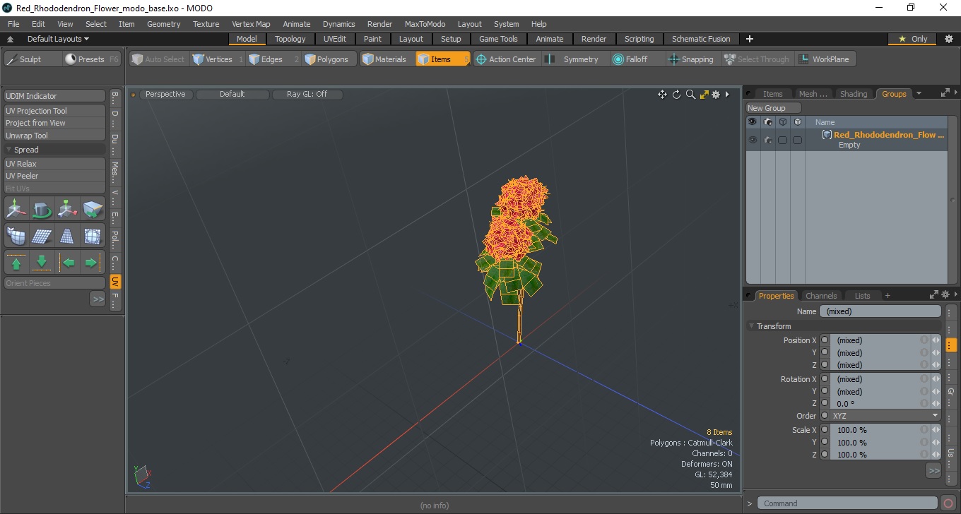 3D Red Rhododendron Flower model