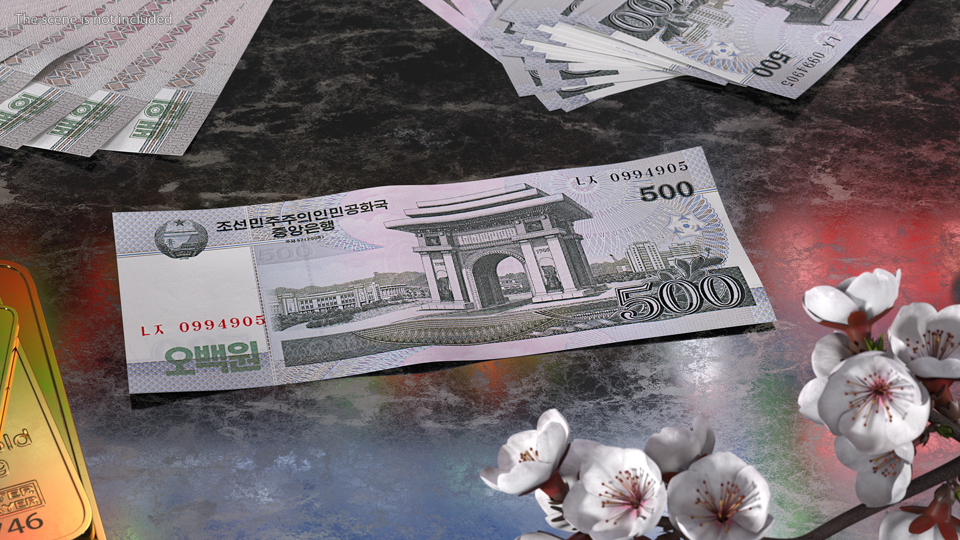 3D North Korea 500 Won Banknote model
