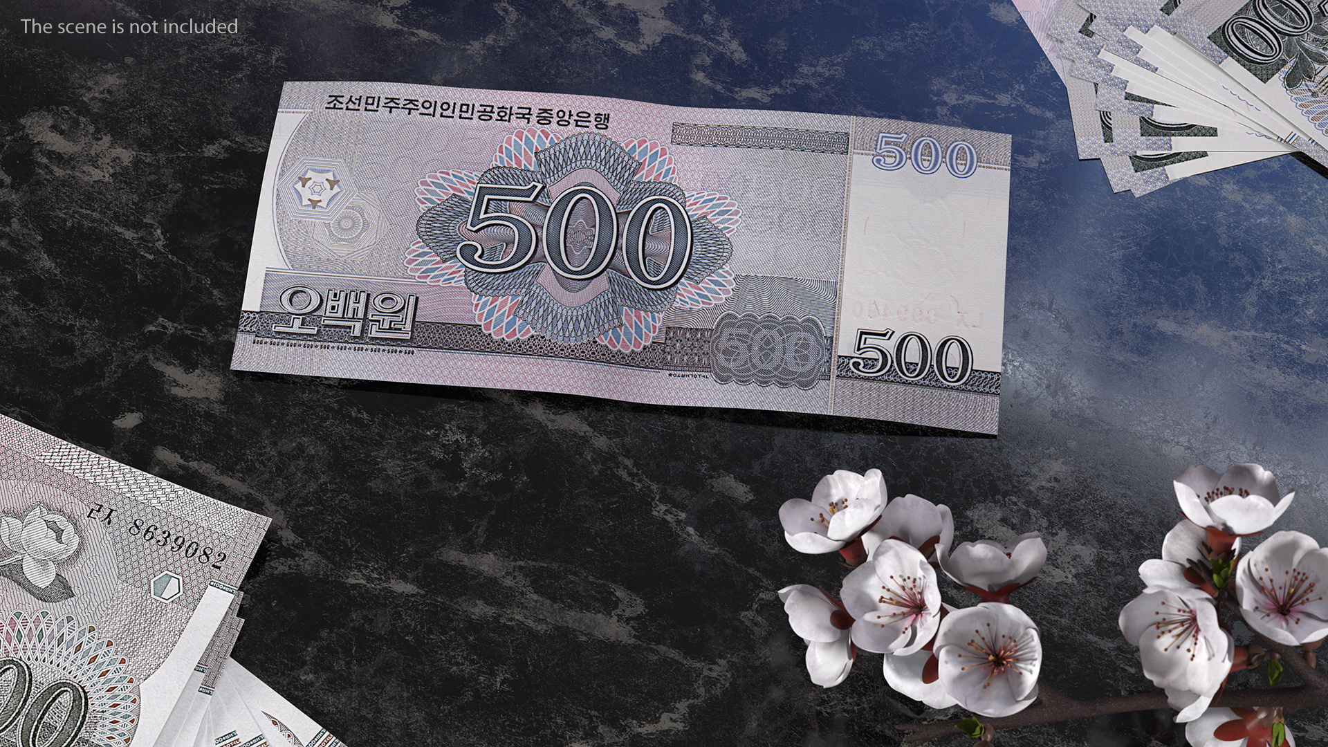 3D North Korea 500 Won Banknote model