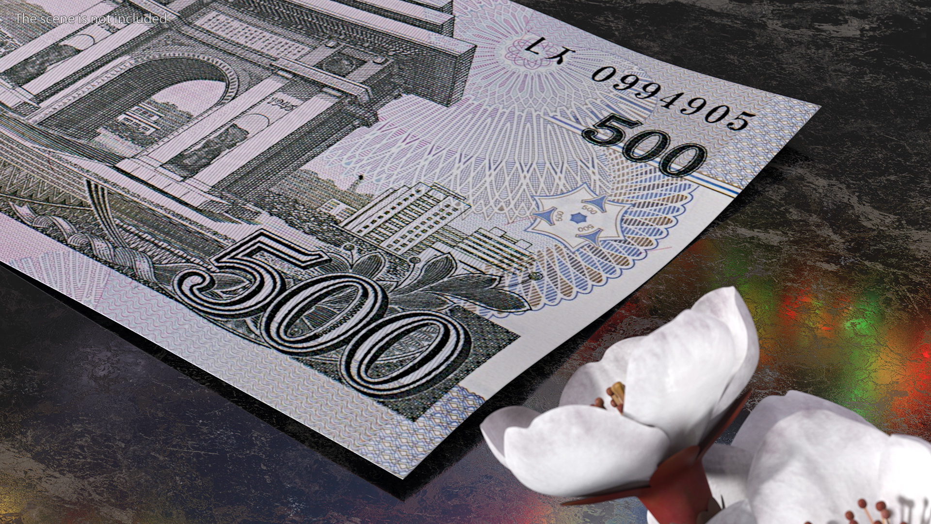 3D North Korea 500 Won Banknote model