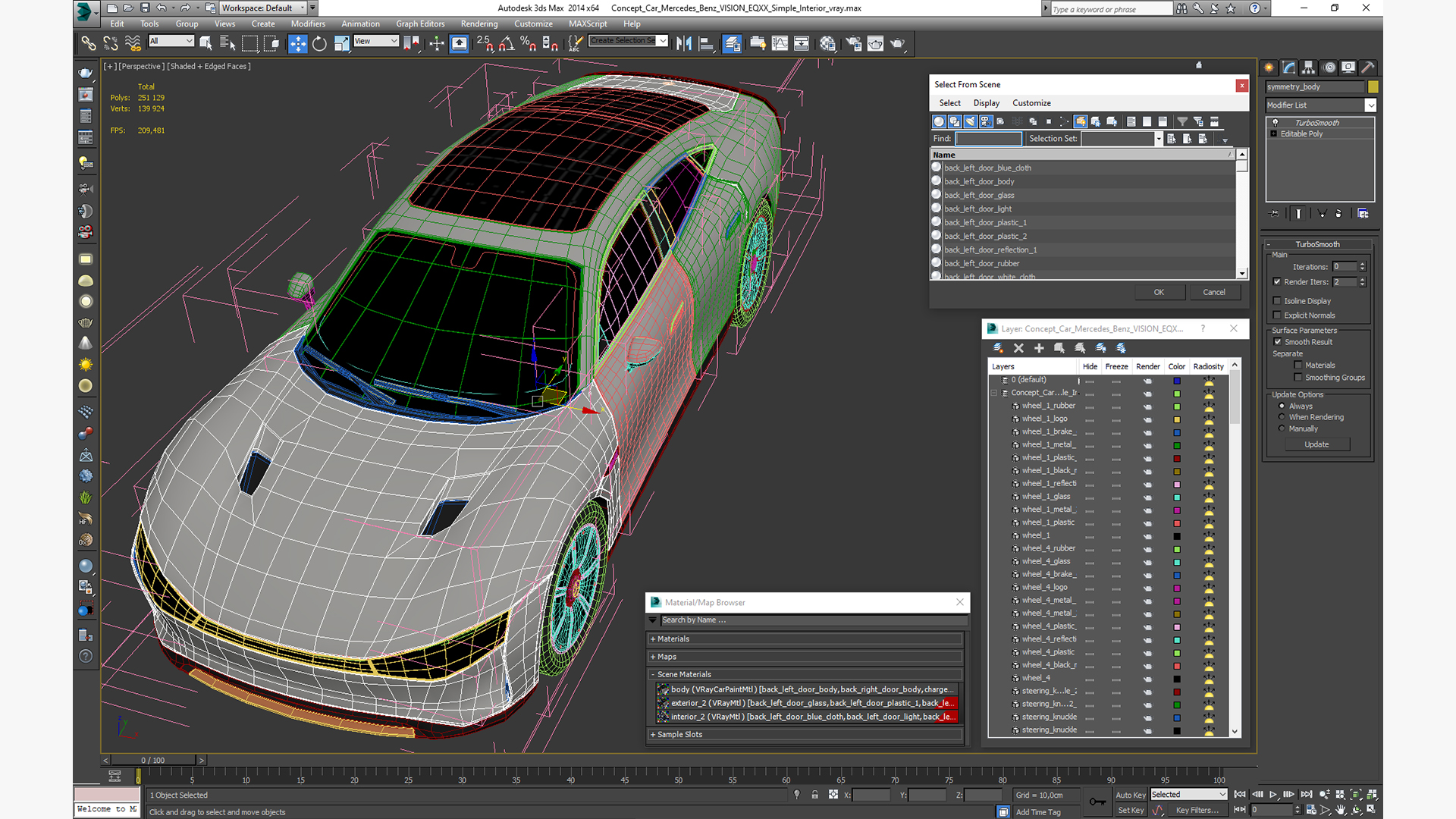 3D Concept Car Mercedes Benz VISION EQXX Simple Interior model