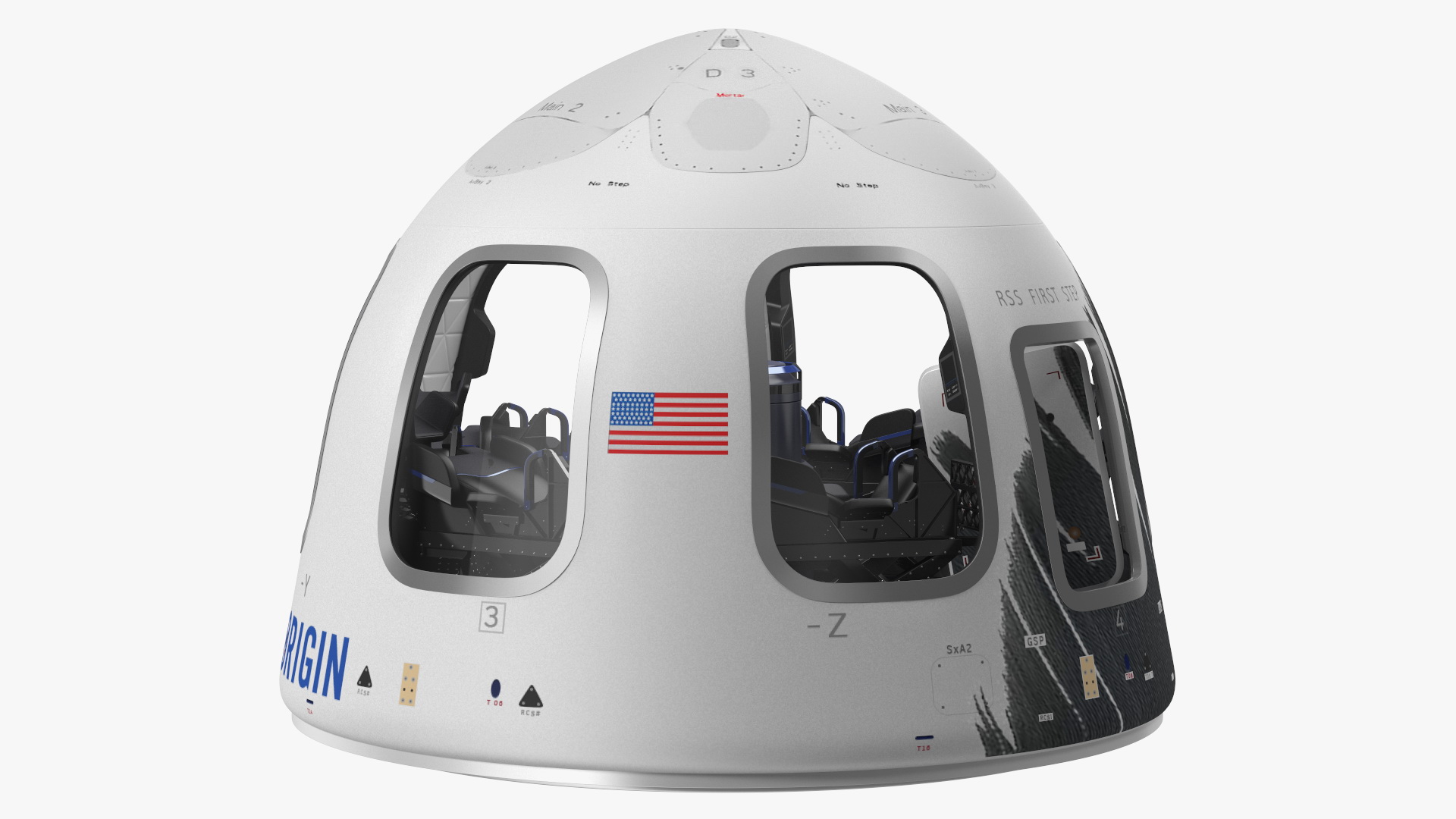 3D Blue Origin New Shepard Crew Capsule