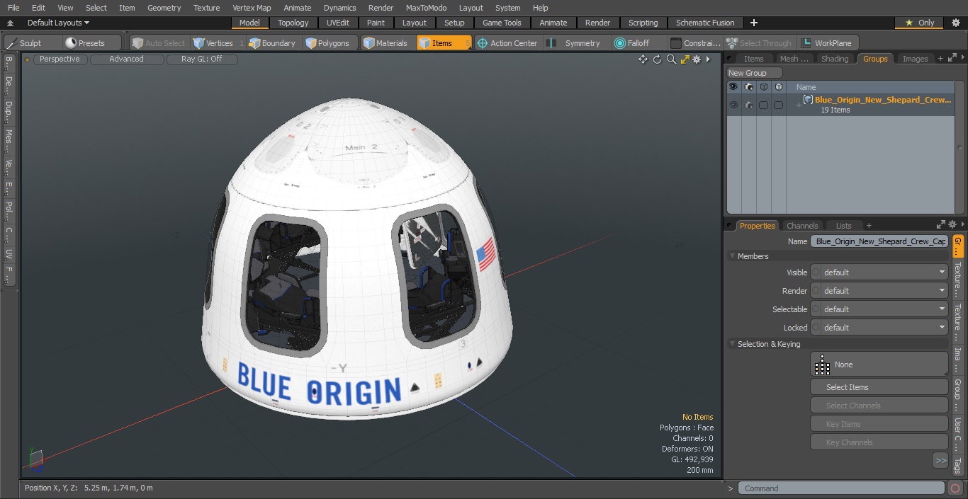 3D Blue Origin New Shepard Crew Capsule